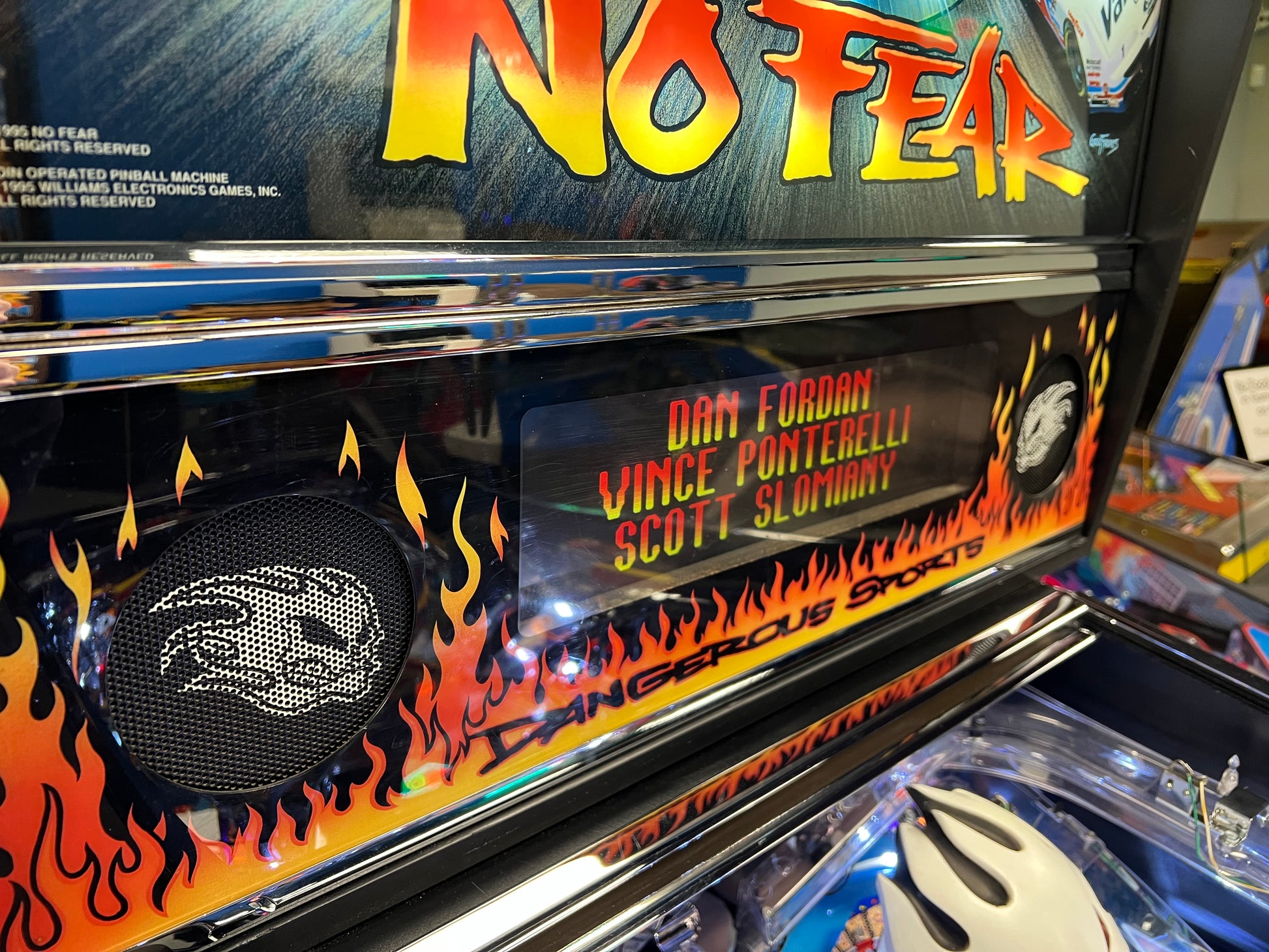 NO FEAR - HRA CHROME EDITION - 1995 Williams Pinball Machine - OVER-RESTORED - NEW CAB - NOS CLEARED PLAYFIELD - SUPER FUN GAME! WORKS 100%