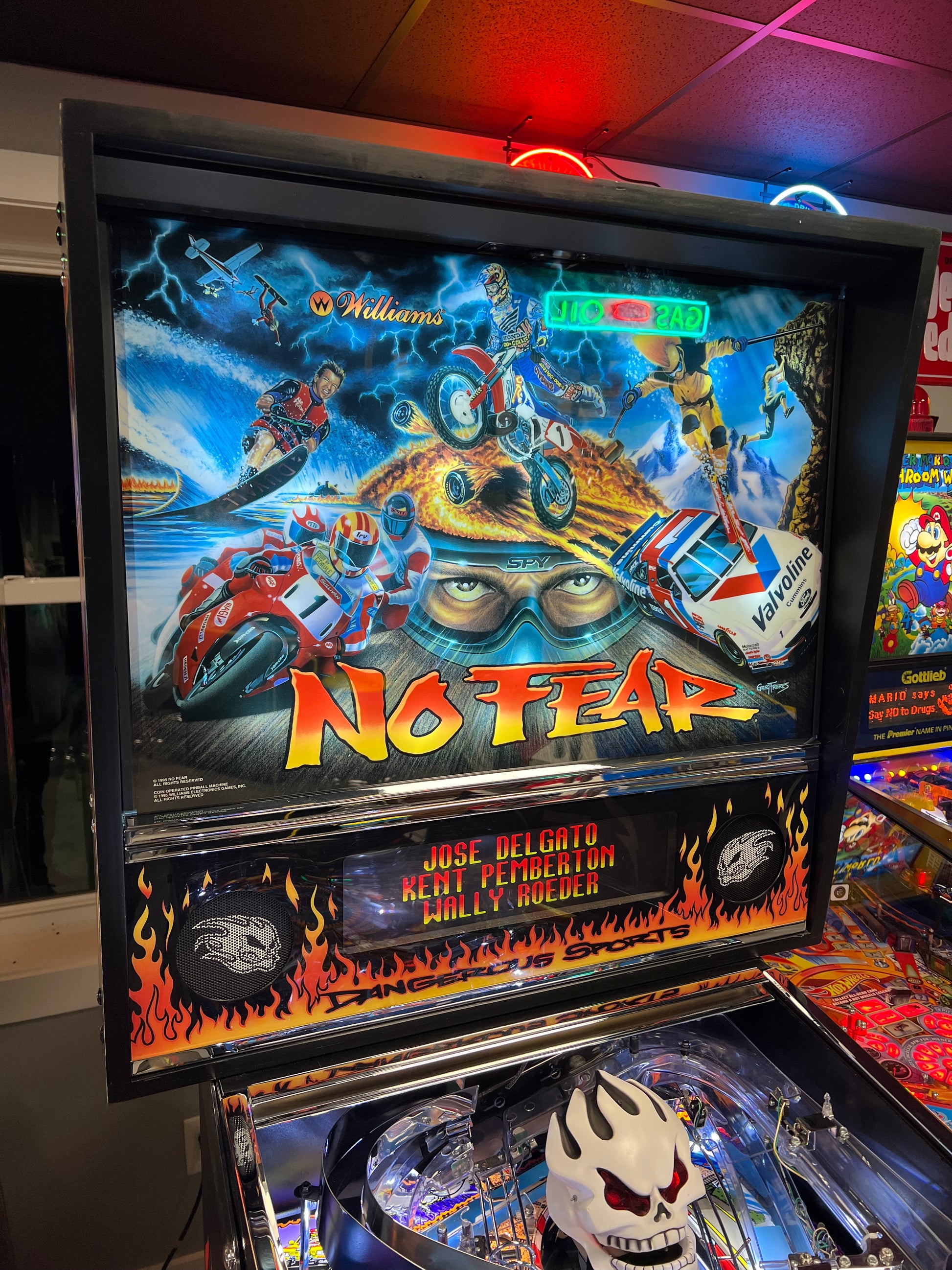 NO FEAR - HRA CHROME EDITION - 1995 Williams Pinball Machine - OVER-RESTORED - NEW CAB - NOS CLEARED PLAYFIELD - SUPER FUN GAME! WORKS 100%