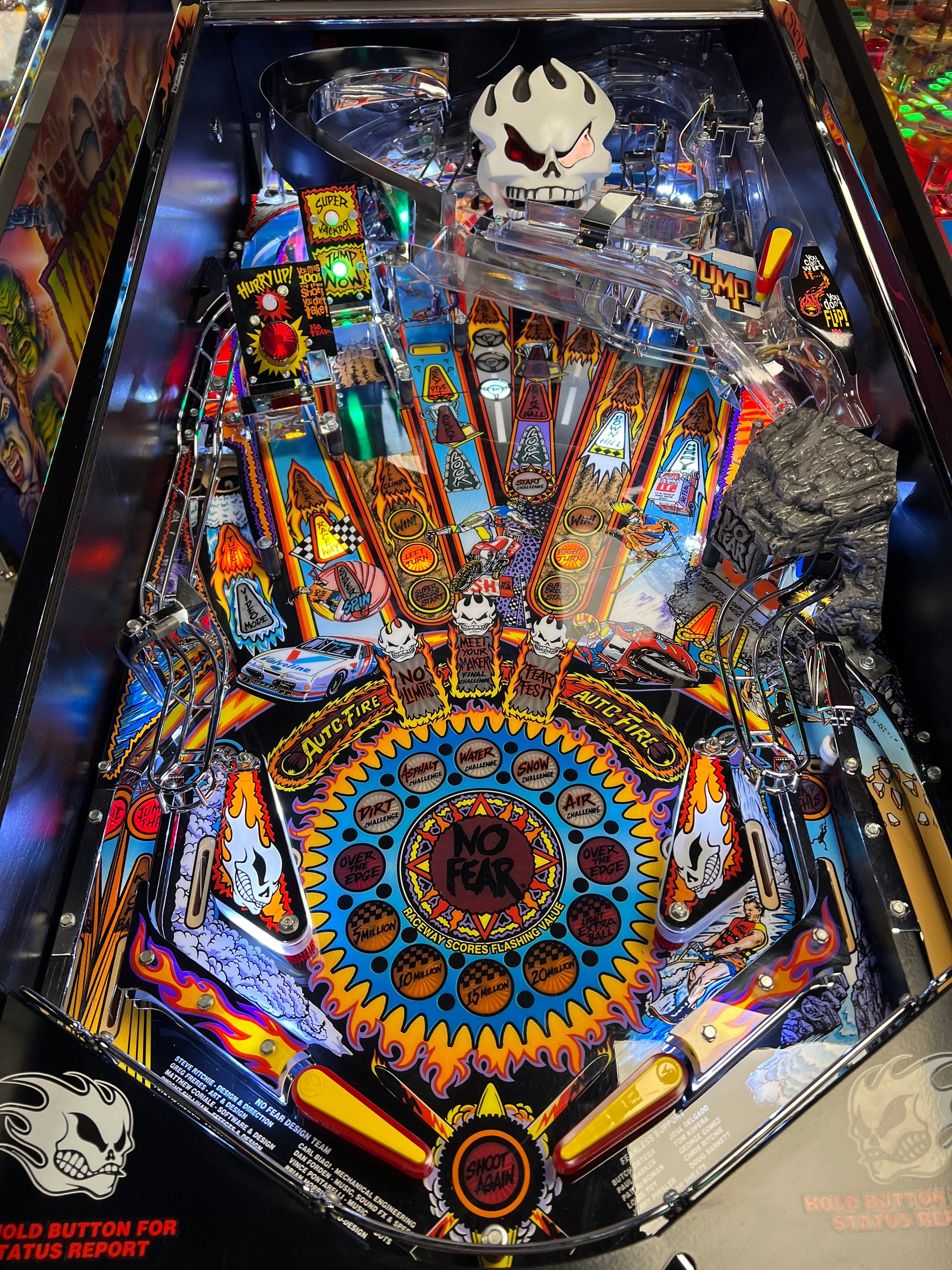NO FEAR - HRA CHROME EDITION - 1995 Williams Pinball Machine - OVER-RESTORED - NEW CAB - NOS CLEARED PLAYFIELD - SUPER FUN GAME! WORKS 100%