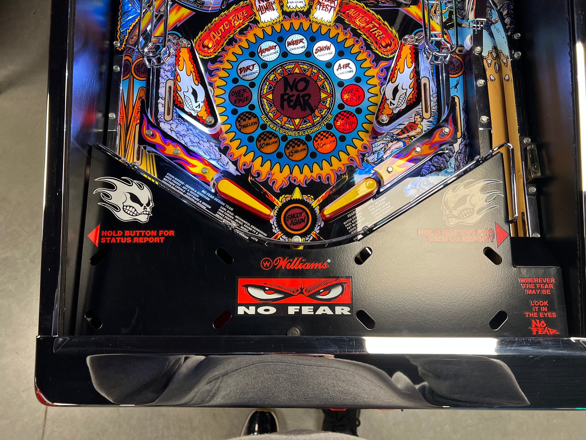 NO FEAR - HRA CHROME EDITION - 1995 Williams Pinball Machine - OVER-RESTORED - NEW CAB - NOS CLEARED PLAYFIELD - SUPER FUN GAME! WORKS 100%
