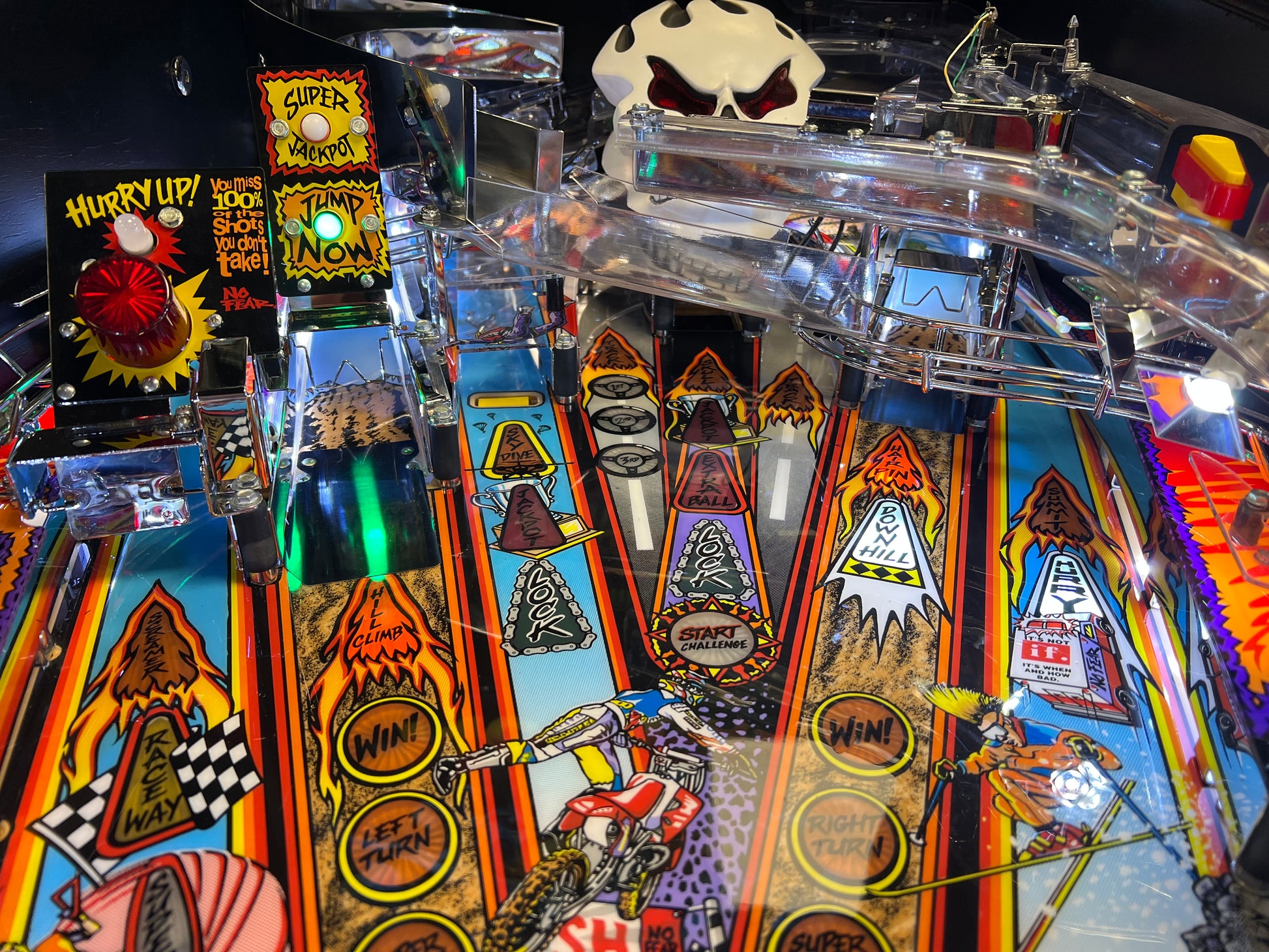 NO FEAR - HRA CHROME EDITION - 1995 Williams Pinball Machine - OVER-RESTORED - NEW CAB - NOS CLEARED PLAYFIELD - SUPER FUN GAME! WORKS 100%