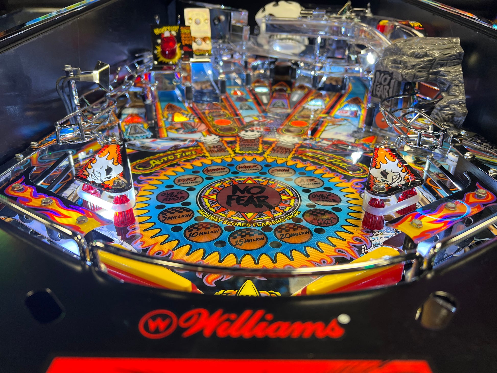 NO FEAR - HRA CHROME EDITION - 1995 Williams Pinball Machine - OVER-RESTORED - NEW CAB - NOS CLEARED PLAYFIELD - SUPER FUN GAME! WORKS 100%
