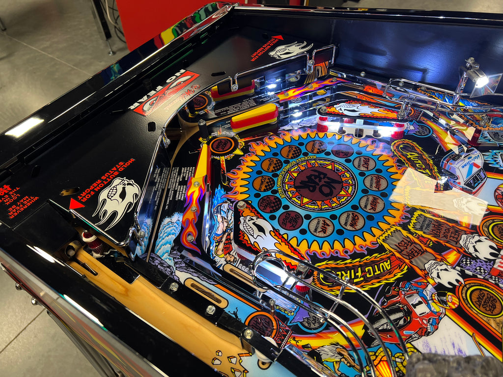 NO FEAR - HRA CHROME EDITION - 1995 Williams Pinball Machine - OVER-RESTORED - NEW CAB - NOS CLEARED PLAYFIELD - SUPER FUN GAME! WORKS 100%