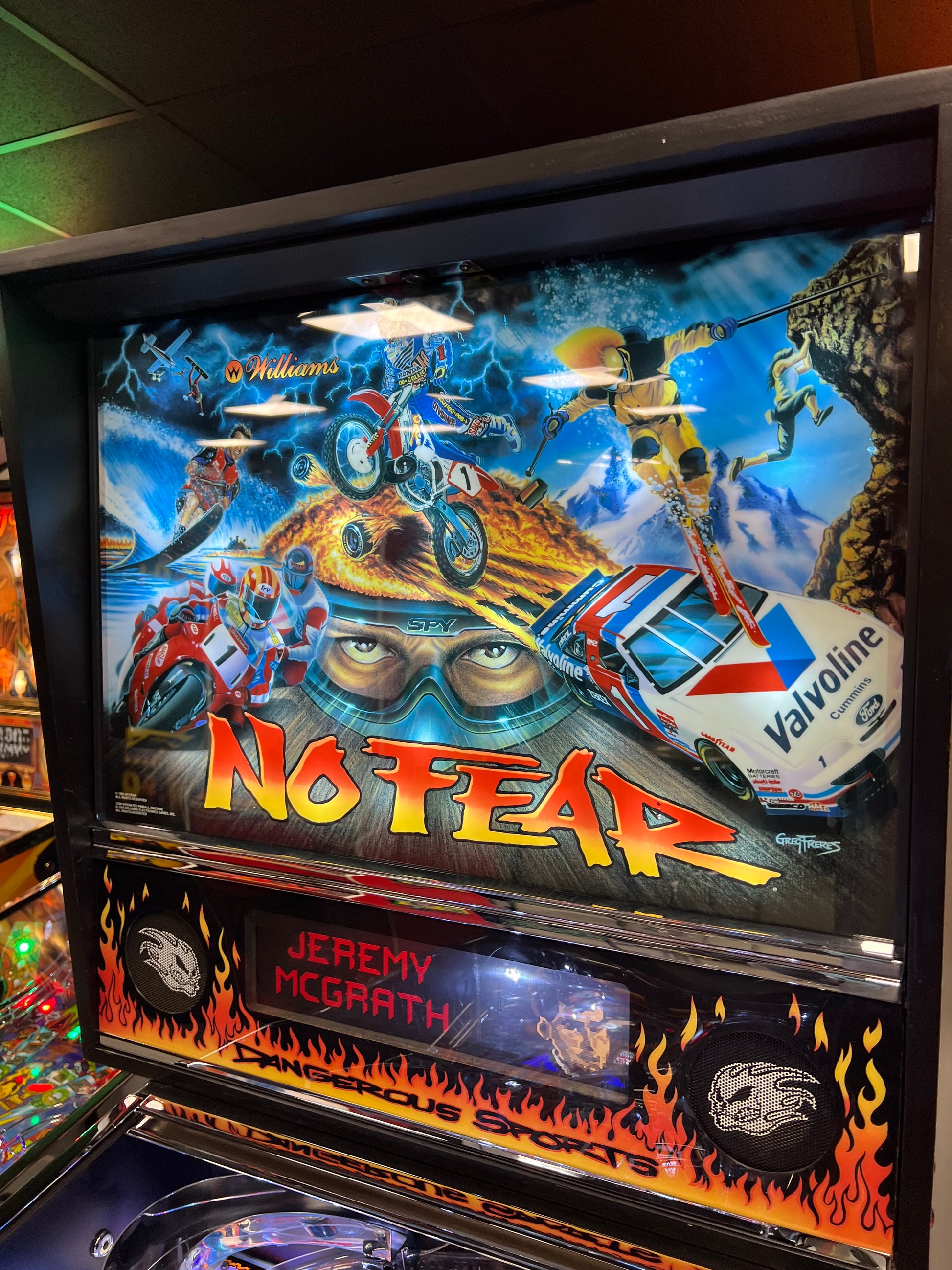 NO FEAR - HRA CHROME EDITION - 1995 Williams Pinball Machine - OVER-RESTORED - NEW CAB - NOS CLEARED PLAYFIELD - SUPER FUN GAME! WORKS 100%
