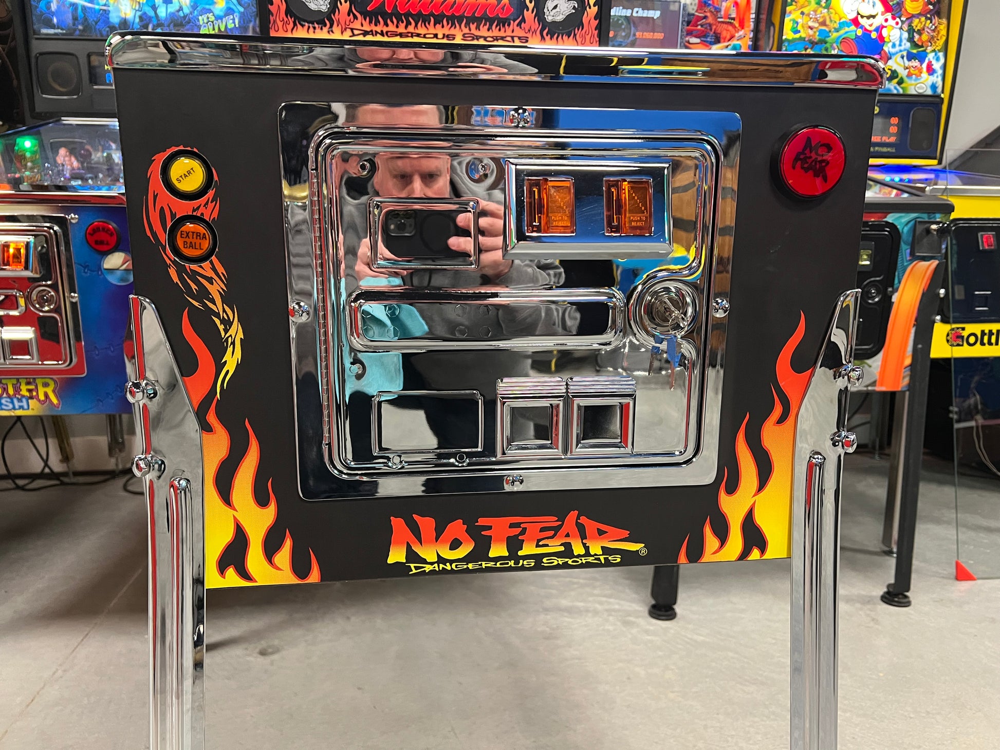 NO FEAR - HRA CHROME EDITION - 1995 Williams Pinball Machine - OVER-RESTORED - NEW CAB - NOS CLEARED PLAYFIELD - SUPER FUN GAME! WORKS 100%