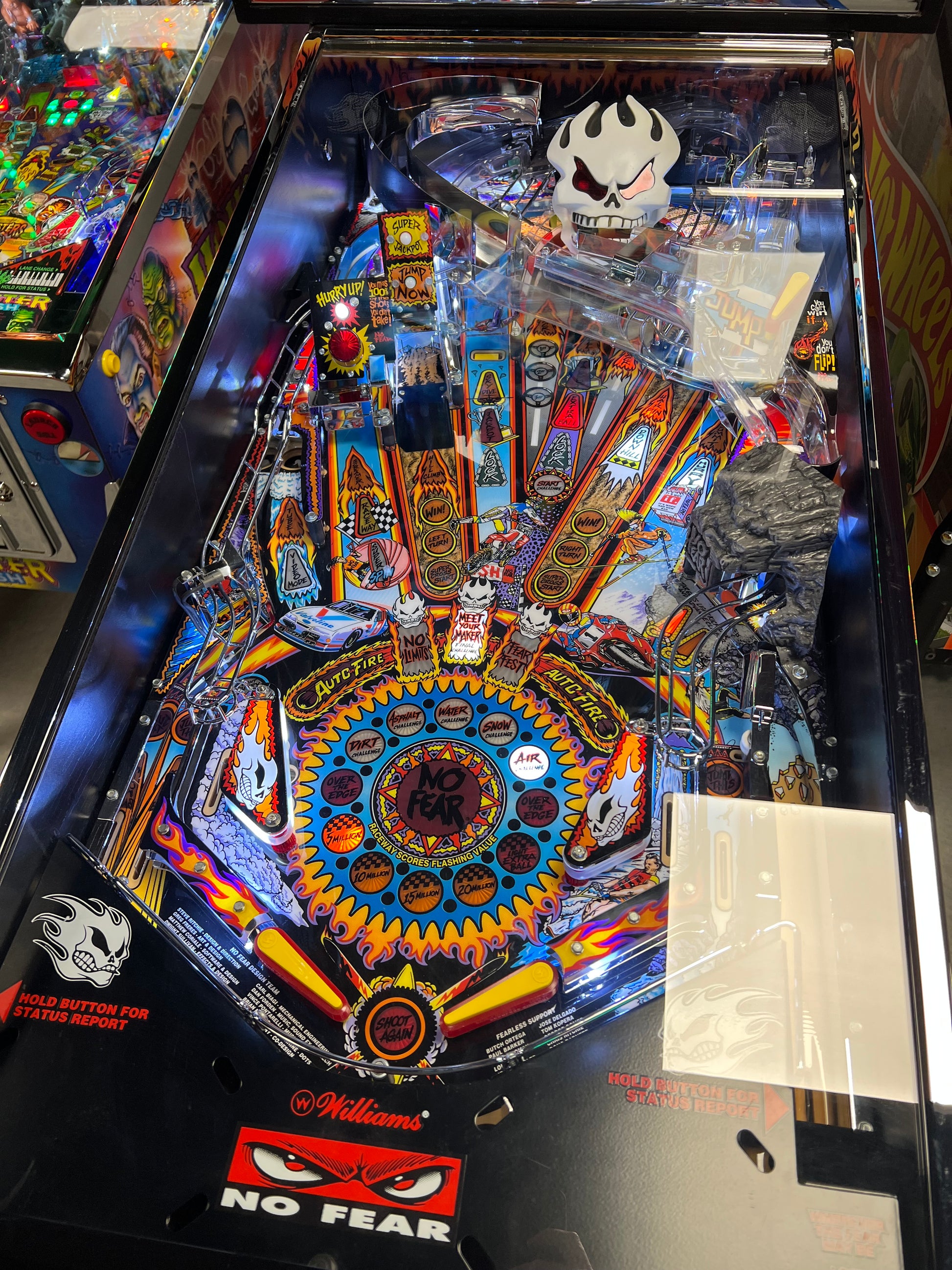 NO FEAR - HRA CHROME EDITION - 1995 Williams Pinball Machine - OVER-RESTORED - NEW CAB - NOS CLEARED PLAYFIELD - SUPER FUN GAME! WORKS 100%