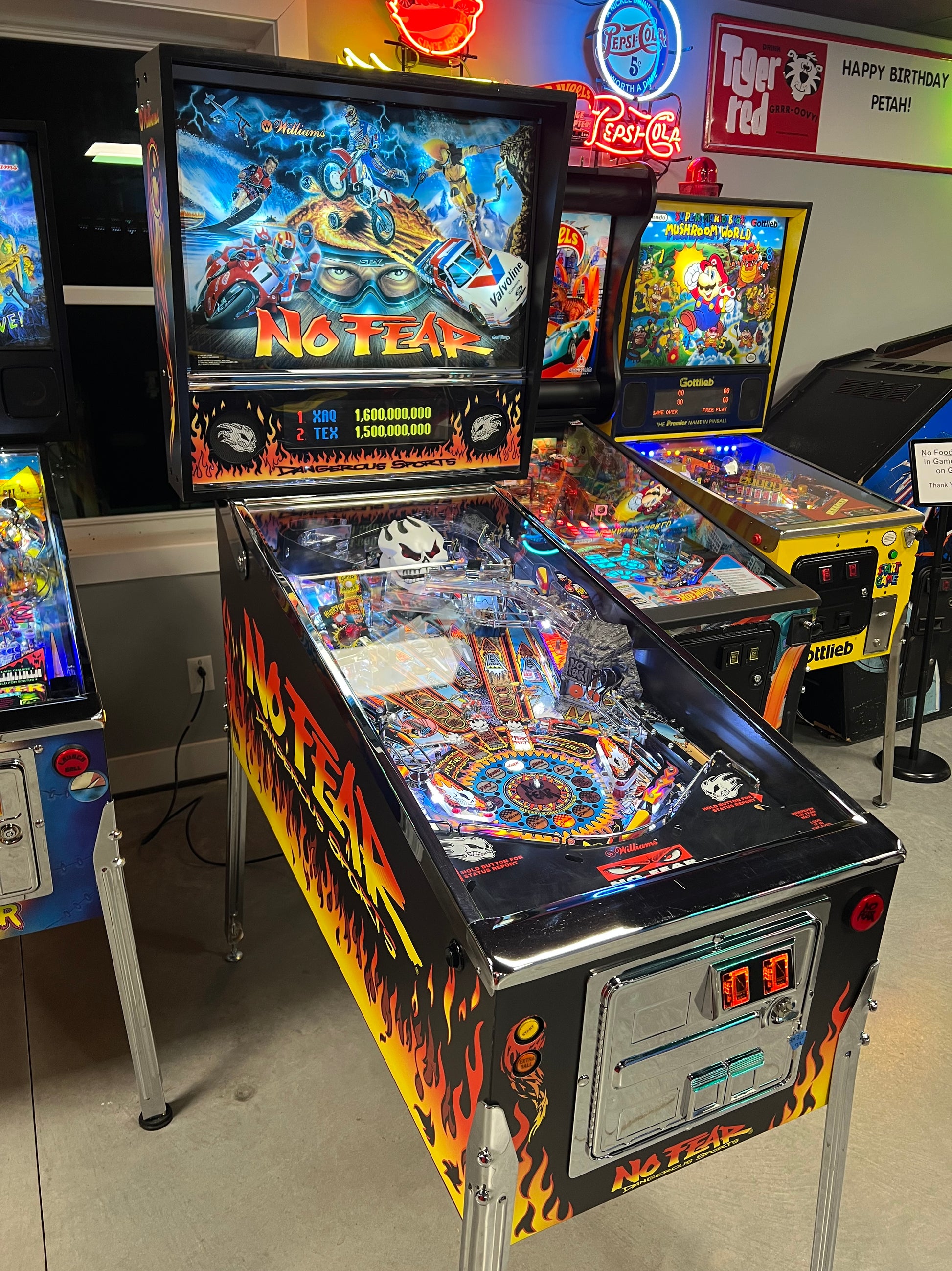 NO FEAR - HRA CHROME EDITION - 1995 Williams Pinball Machine - OVER-RESTORED - NEW CAB - NOS CLEARED PLAYFIELD - SUPER FUN GAME! WORKS 100%