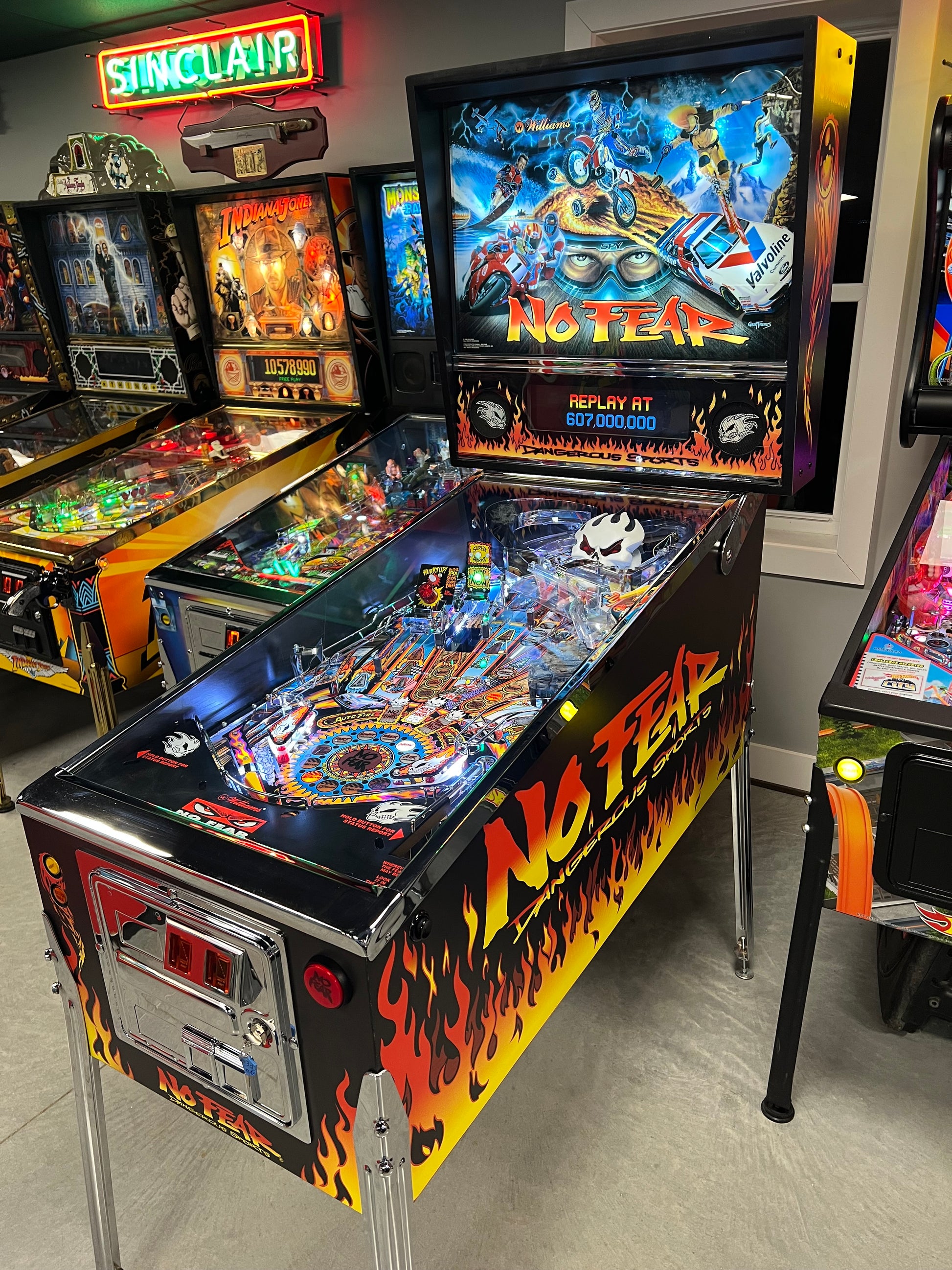 NO FEAR - HRA CHROME EDITION - 1995 Williams Pinball Machine - OVER-RESTORED - NEW CAB - NOS CLEARED PLAYFIELD - SUPER FUN GAME! WORKS 100%