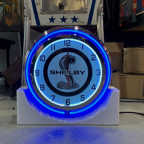 SHELBY COBRA MUSTANG NEON CLOCK - Ready for Your Garage, Game Room or Man Cave!! REAL NEON!