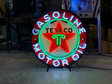 TEXACO GASOLINE MOTOR OIL NEON SIGN - Ready for Your Garage, Game Room or Man Cave!! REAL NEON!