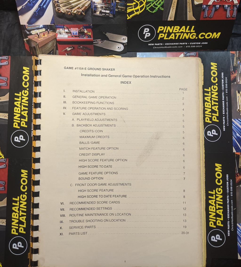 Ground Shaker - Bally - Pinball Manual - Schematics - Instructions - Used Copy