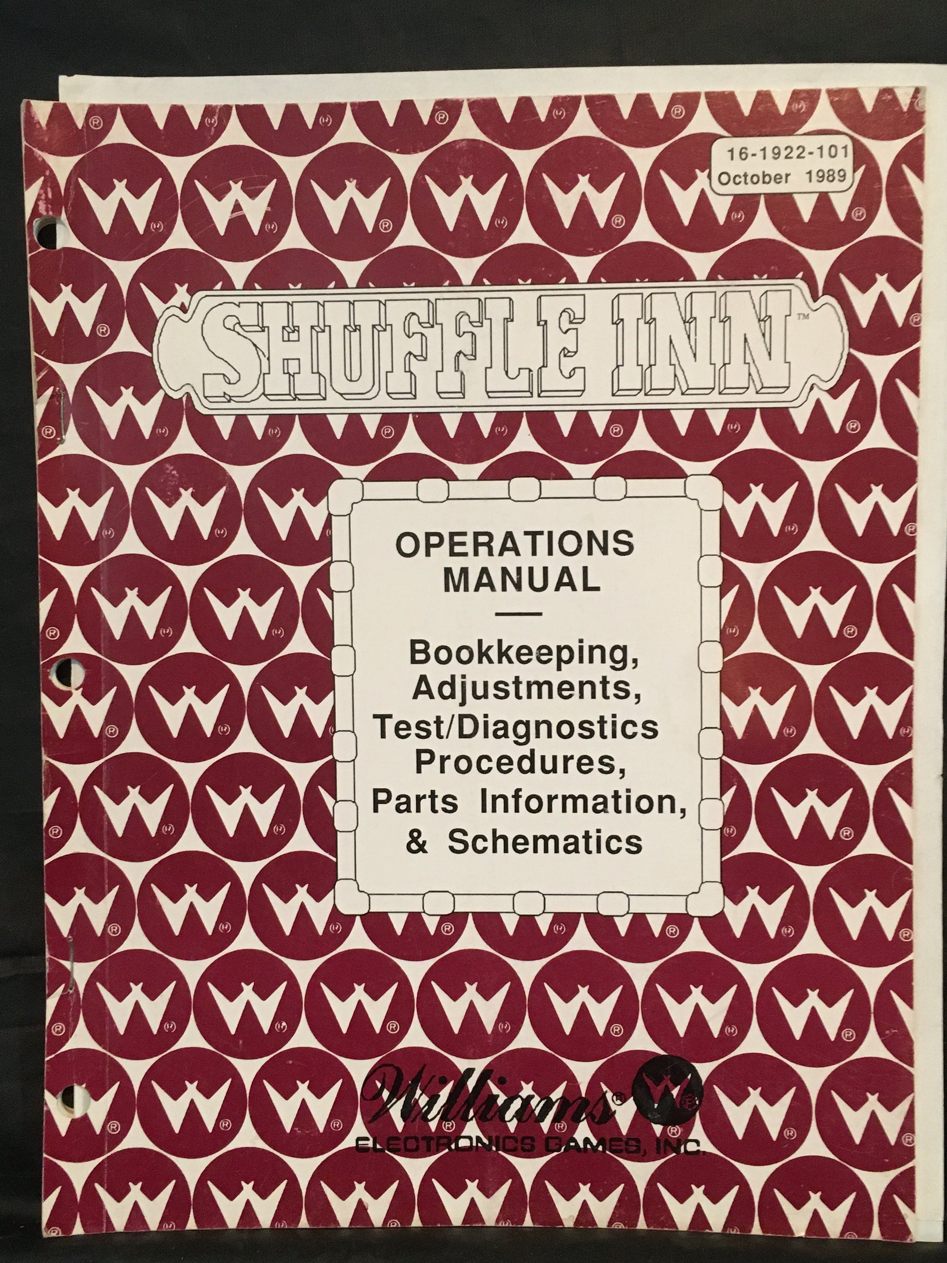 Shuffle Inn - Williams- Operator and Schematic Pinball Manual - Diagrams Instructions Used