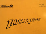 Indiana Jones - Williams - Pinball Operations Manual  - Diagrams Instructions - Used