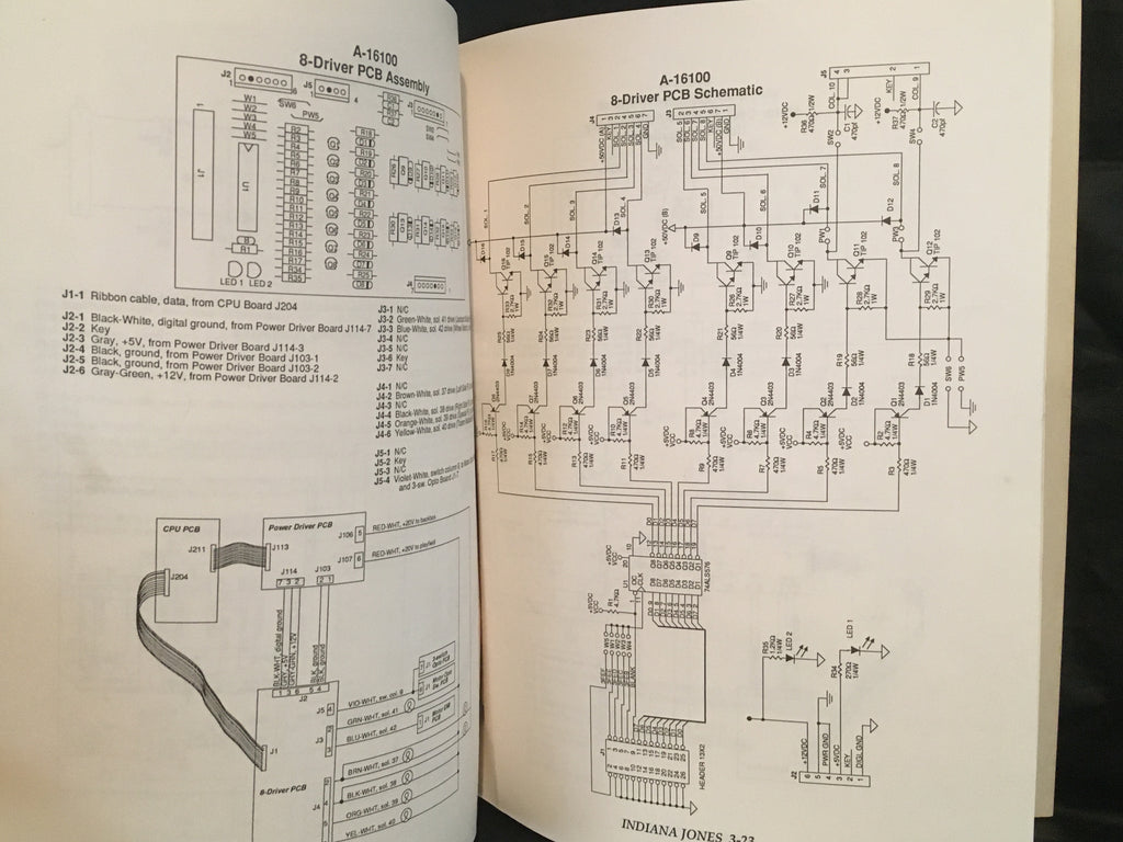 Indiana Jones - Williams - Pinball Operations Manual  - Diagrams Instructions - Used