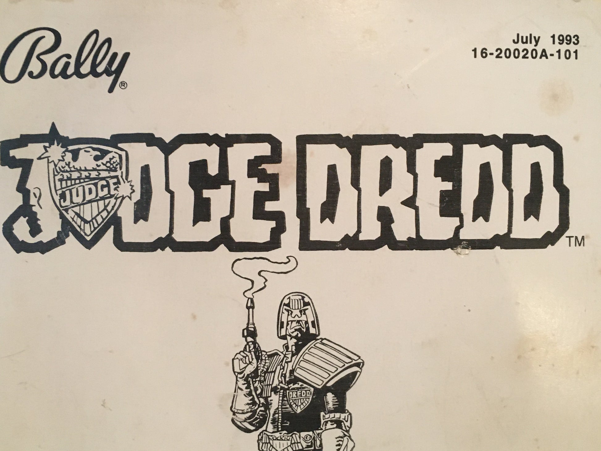 Judge Dredd - Bally - Pinball Operations Manual  - Diagrams - Instructions - Used Copy