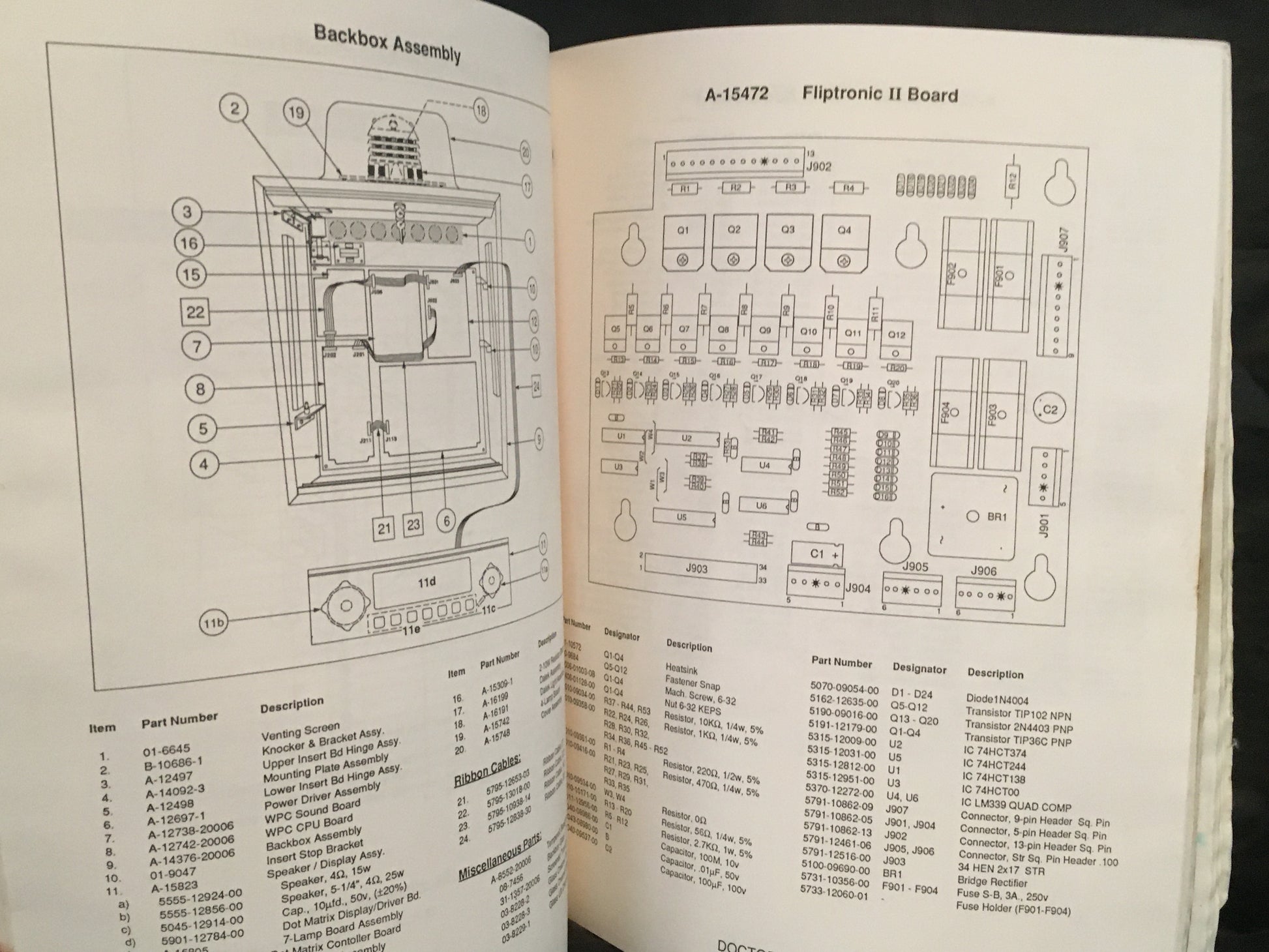 Doctor Who - Bally - Pinball Operations  Manual  -Diagrams - Used Copy