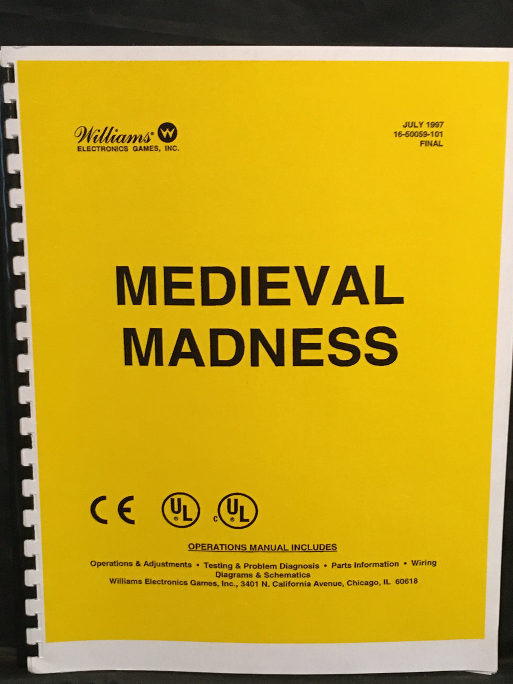 Medieval Madness - Williams - Pinball Operations Manual - Diagrams - Instructions - Used Copy