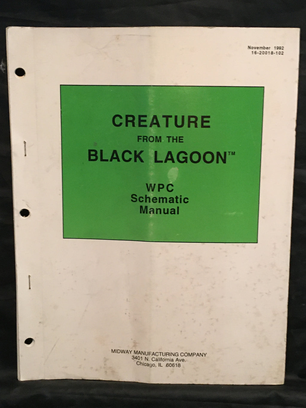 Creature from the Black Lagoon - Bally - Pinball WPC Schematics Manual - Diagrams - Instructions -Used Copy
