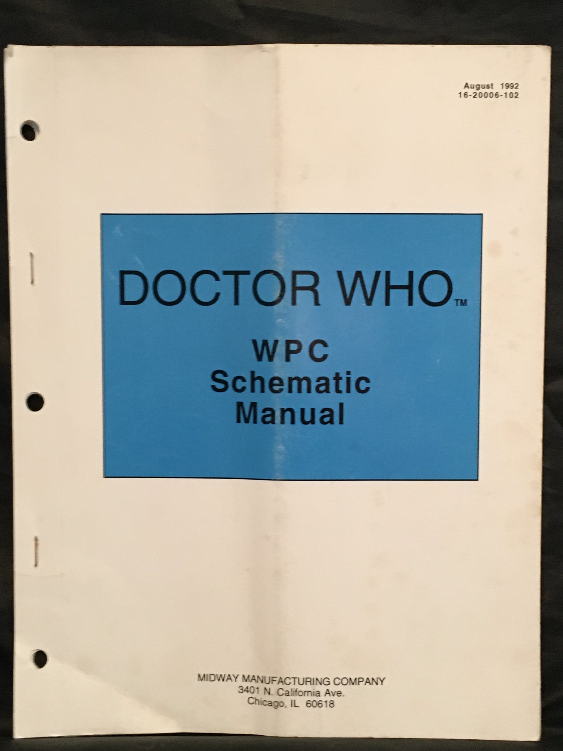 Doctor Who - Bally - WPC Pinball  Schematics  Manual  -Diagrams - Used Copy