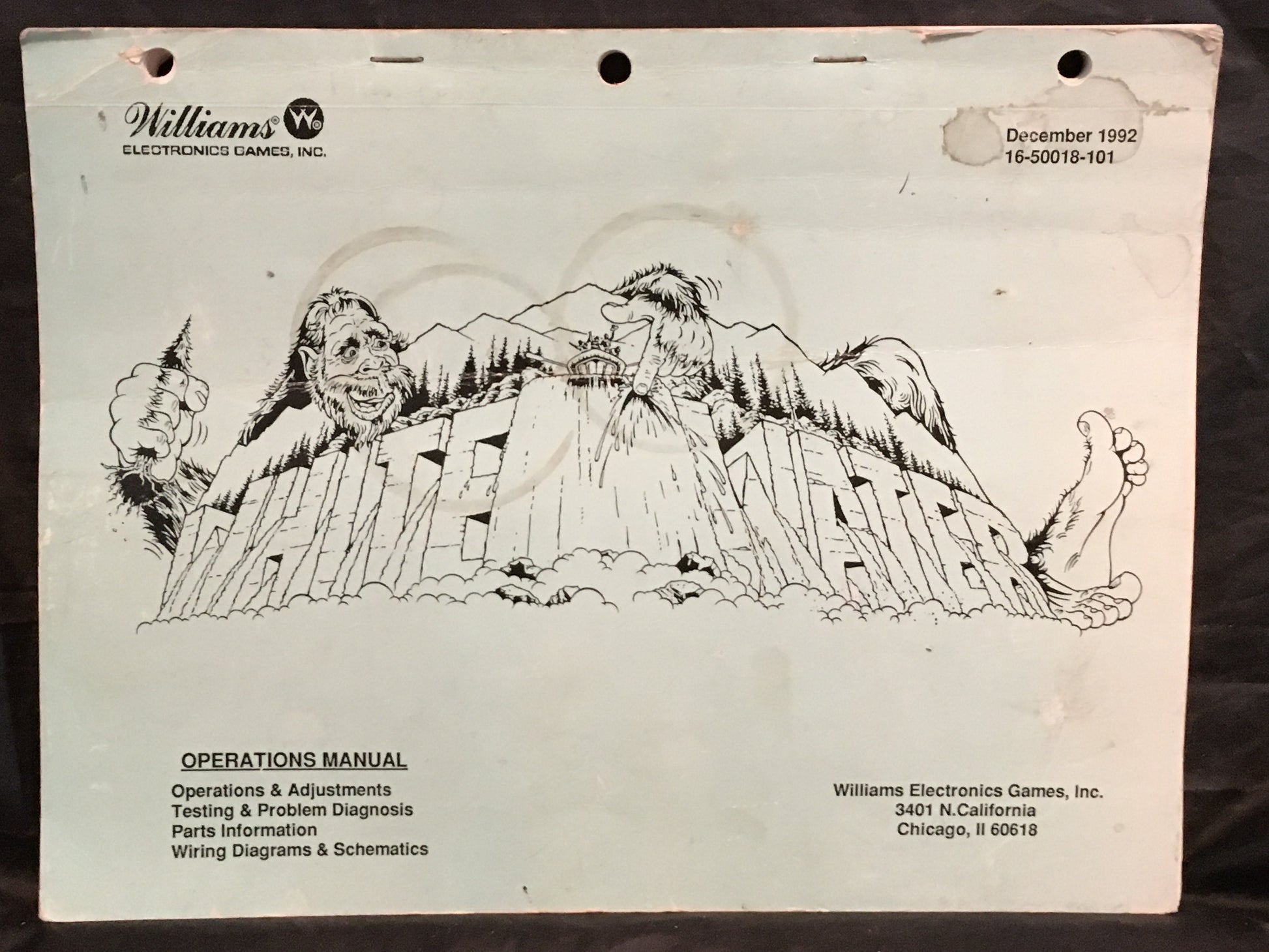 White Water - Williams - Pinball Operations Manual - Diagrams Instructions - Used Copy