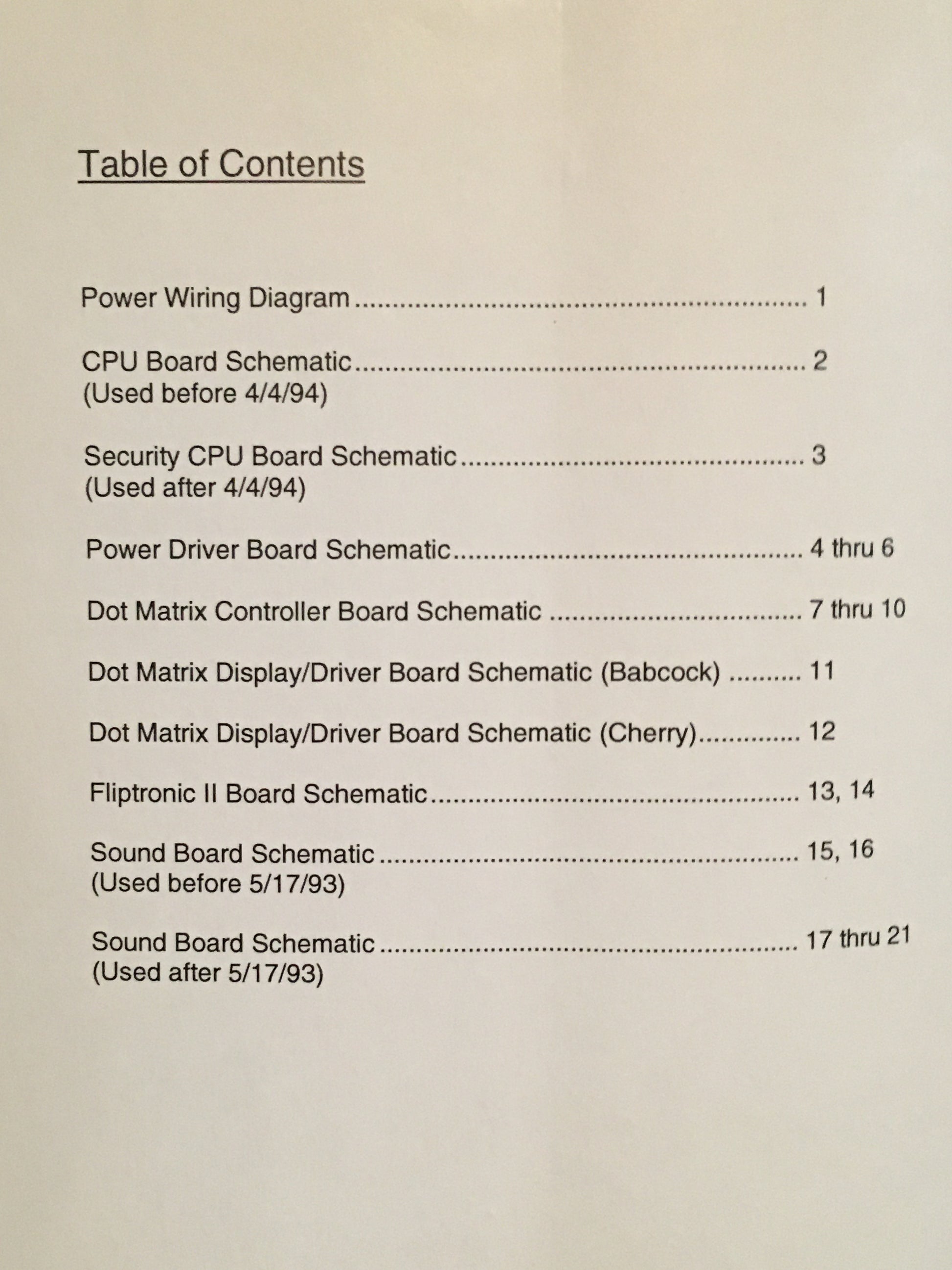 WPC Schematic Pinball Manual - Williams Midway - Diagrams - Used Copy