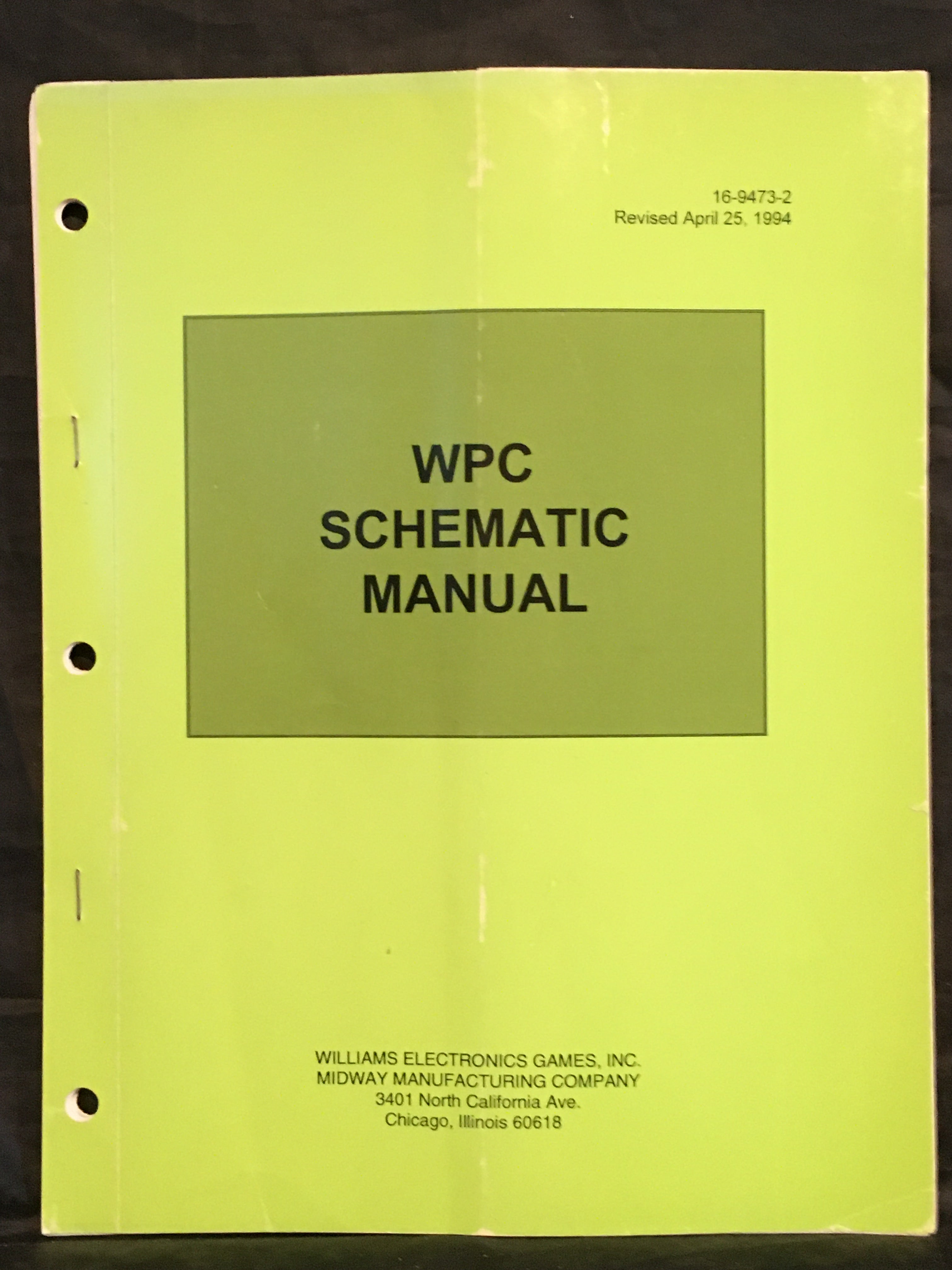 WPC Schematic Pinball Manual - Williams Midway - Diagrams - Used Copy