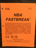 NBA Fastbreak - Bally - Pinball Operations Manual  - Diagrams, Diagnostics, Wiring Used