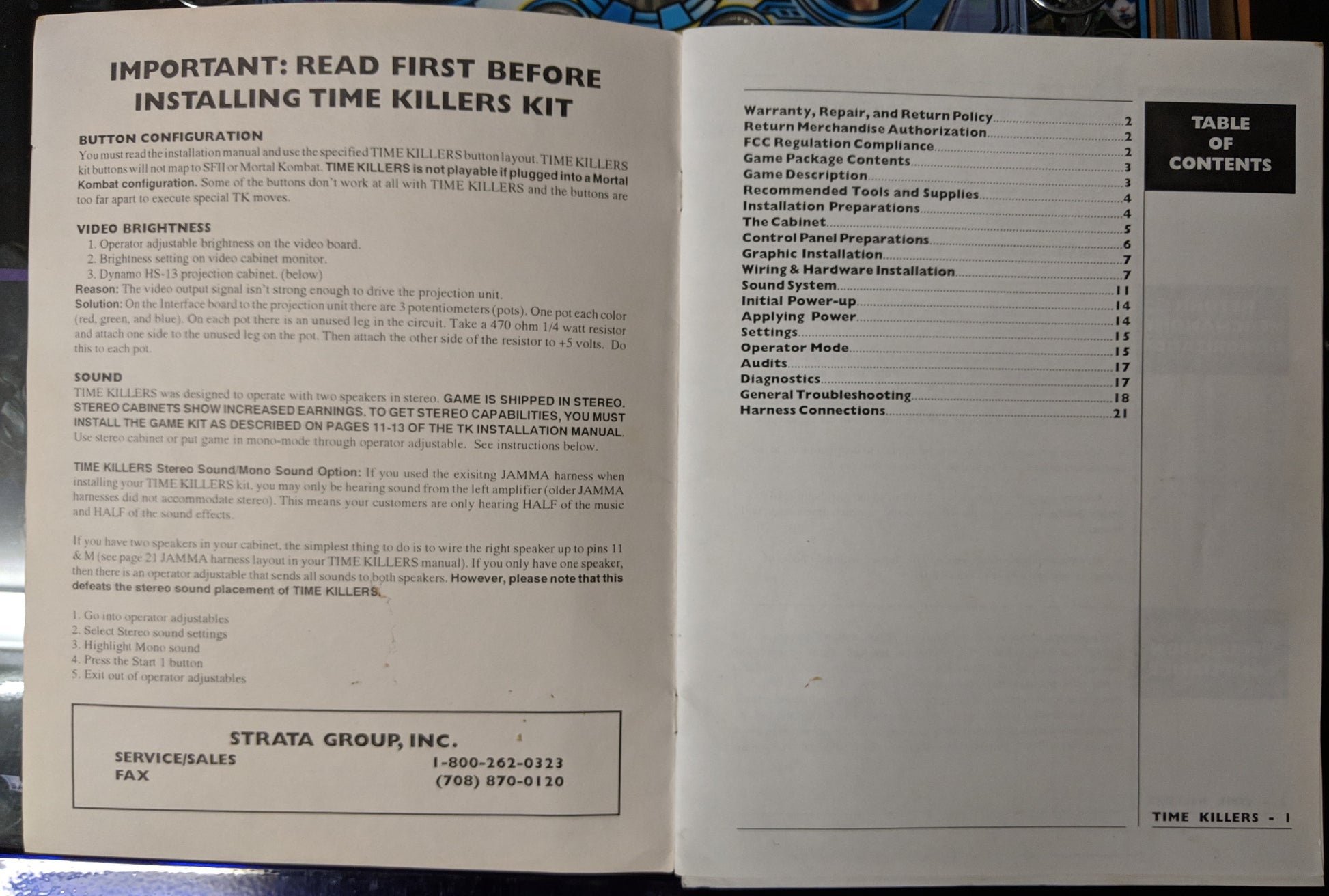 Time Killers - Strata - Manual - Installation Instructions - Used Copy