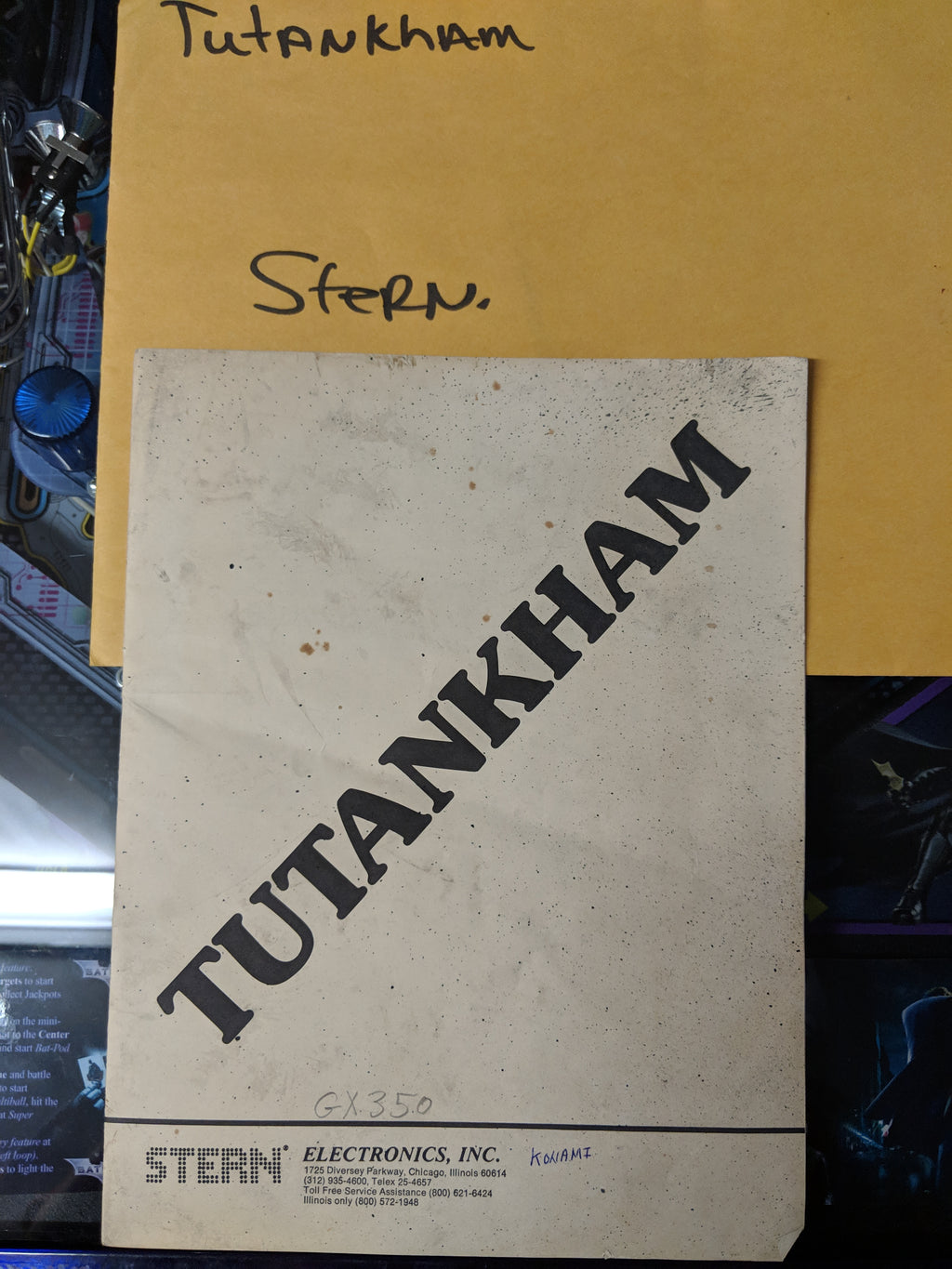 Tutankham - Stern - Manual - Schematics - Instructions -Used Copy