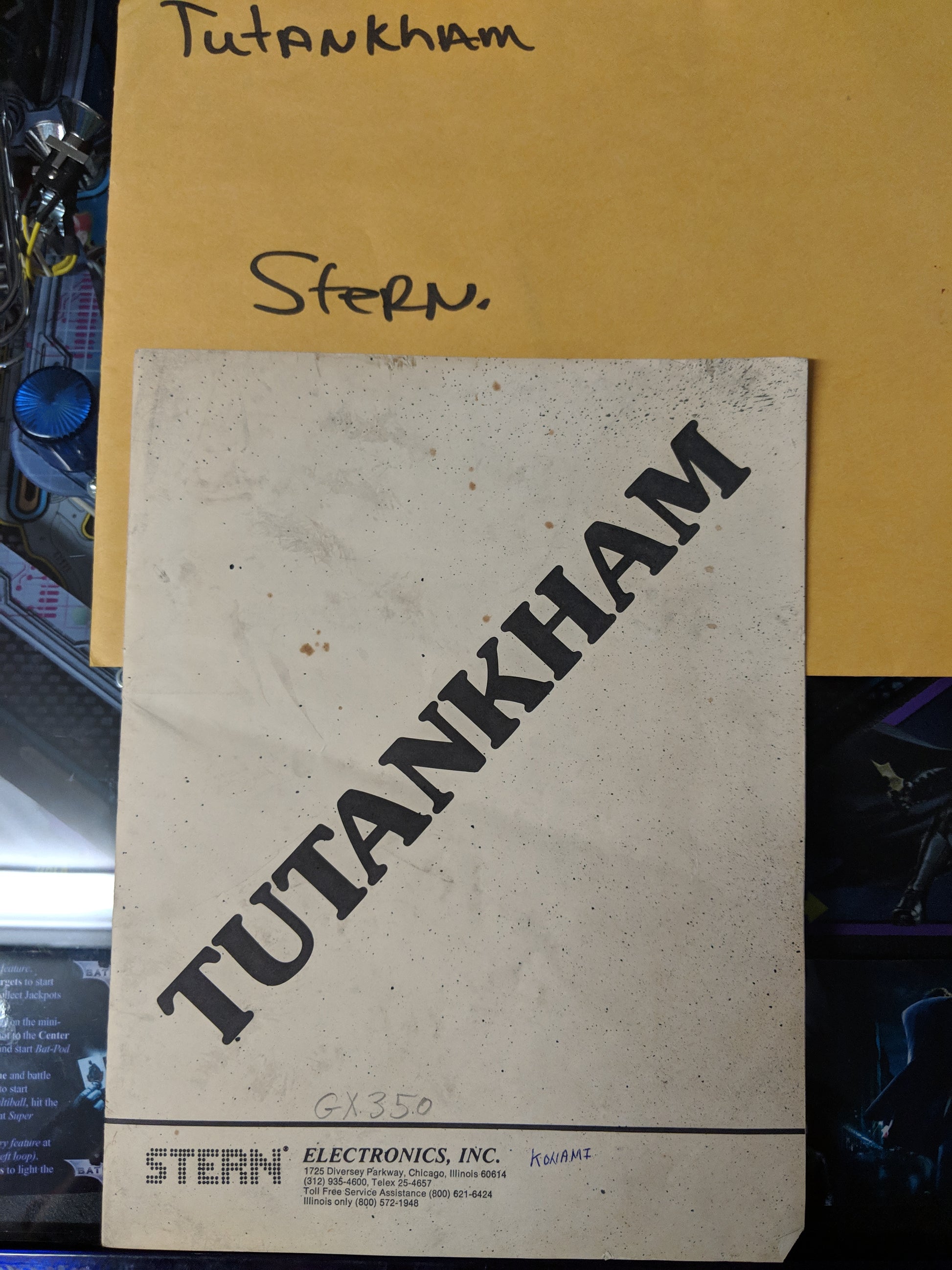 Tutankham - Stern - Manual - Schematics - Instructions -Used Copy