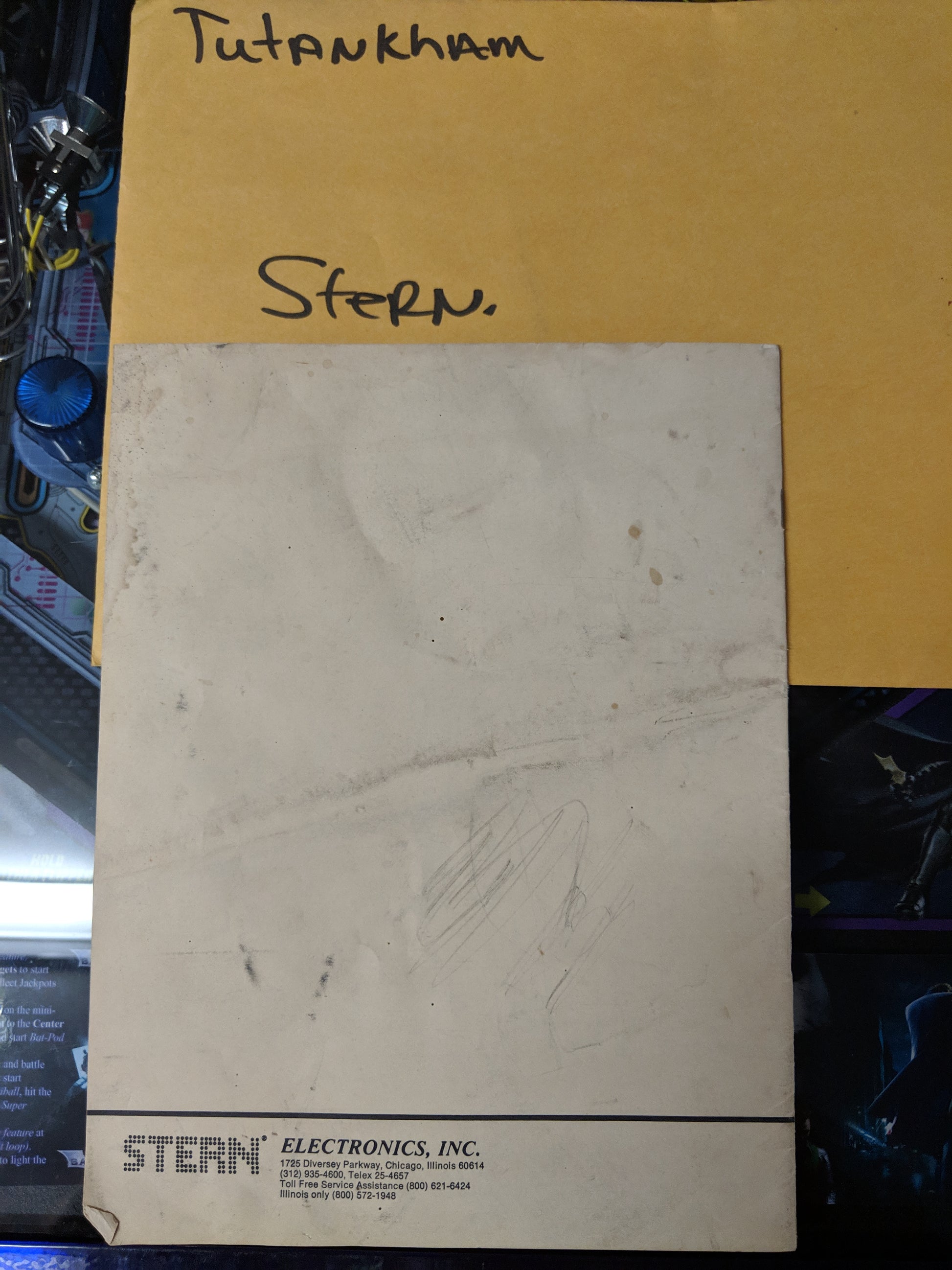 Tutankham - Stern - Manual - Schematics - Instructions -Used Copy