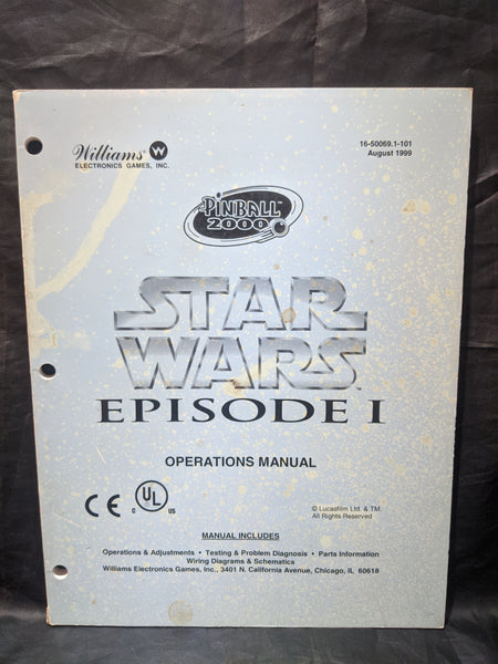 Star Wars Episode 1- Willliams- Pinball Manual - Schematics - Instructions - Used Copy