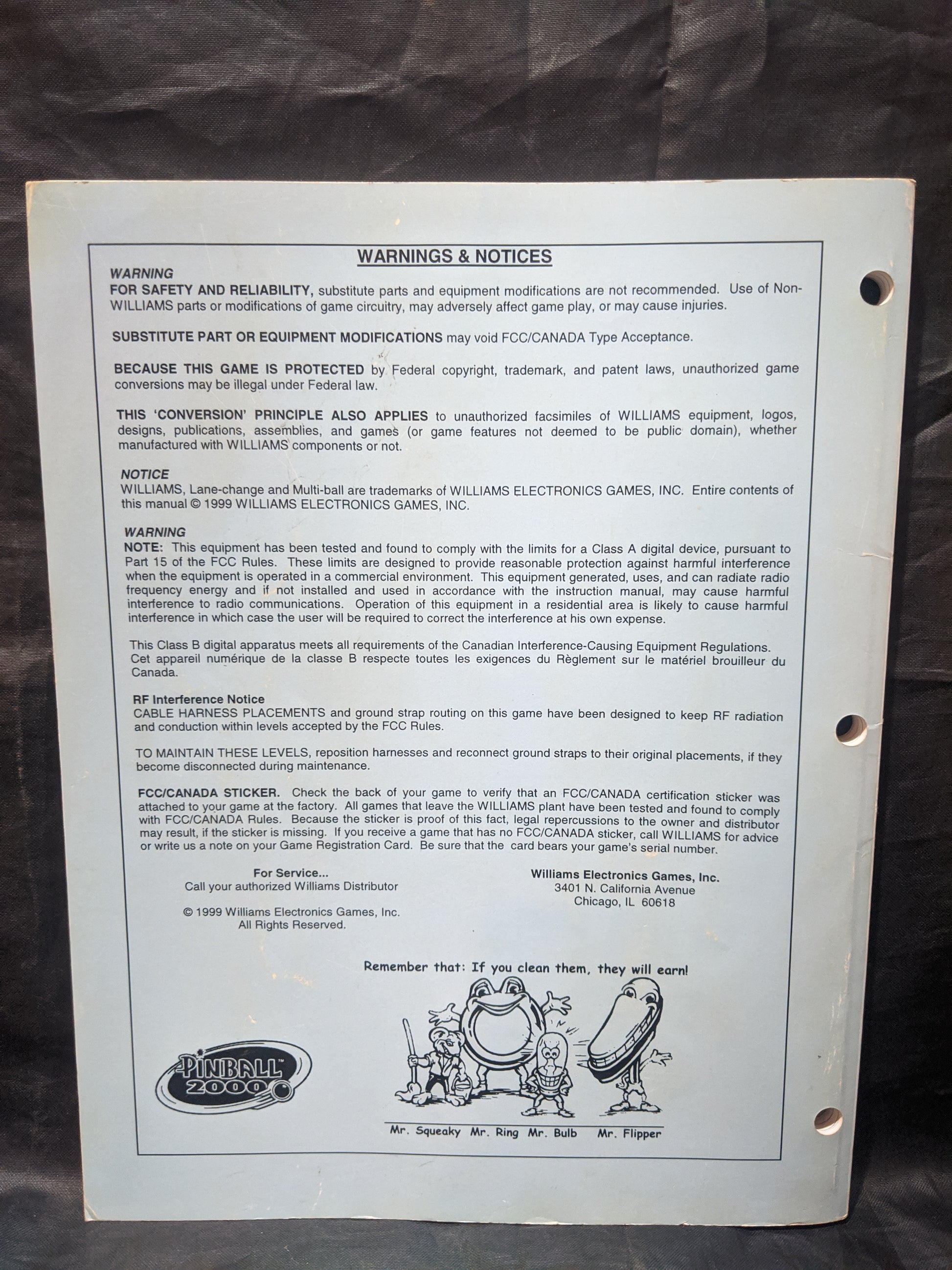 Star Wars Episode 1- Willliams- Pinball Manual - Schematics - Instructions - Used Copy