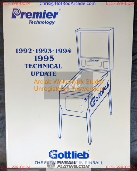 Gottlieb 1992-1995 Tech Update - Premier - Pinball Manual - Schematics - Used Copy