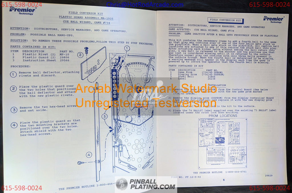 Gottlieb 1992-1995 Tech Update - Premier - Pinball Manual - Schematics - Used Copy