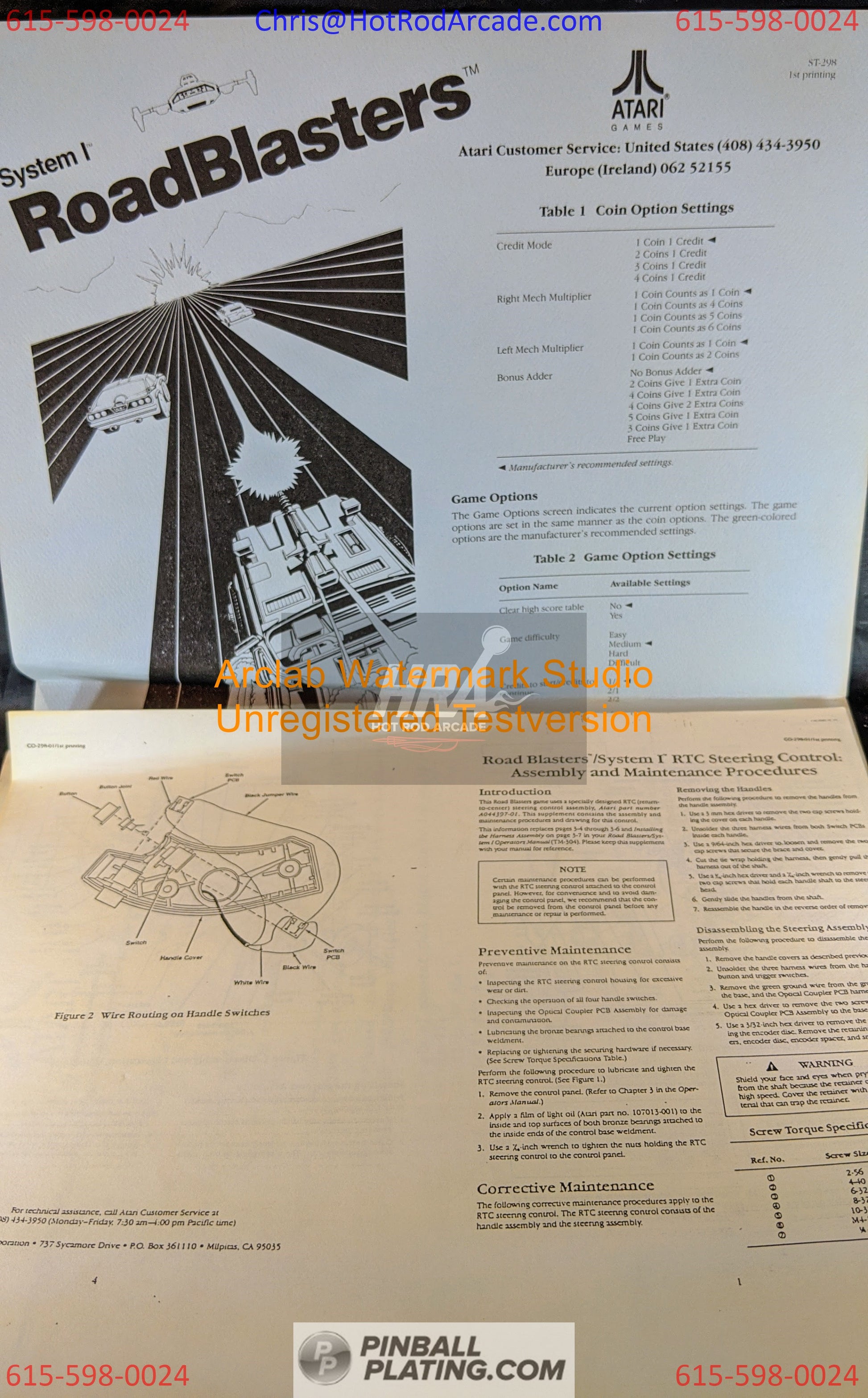 Road Blasters (Copy #2) - Atari - Arcade Manual - Schematics - Instructions - Used Copy