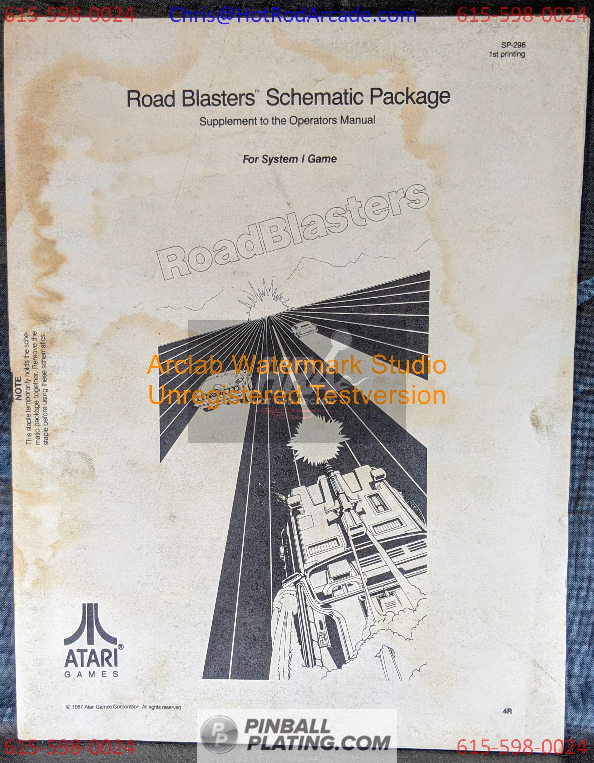 Road Blasters (Copy #2) - Atari - Arcade Manual - Schematics - Instructions - Used Copy