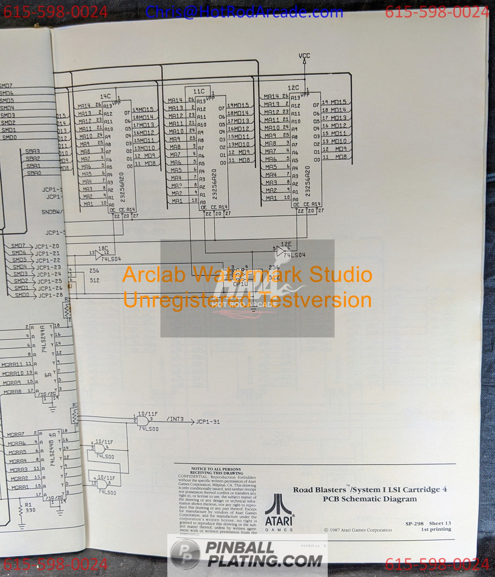 Road Blasters (Copy #2) - Atari - Arcade Manual - Schematics - Instructions - Used Copy