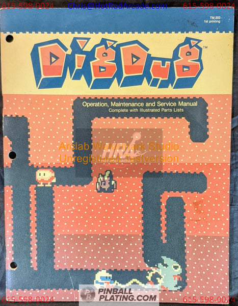 Dig Dug - Atari - Arcade Manual - Schematics - Instructions - Book - Used Copy