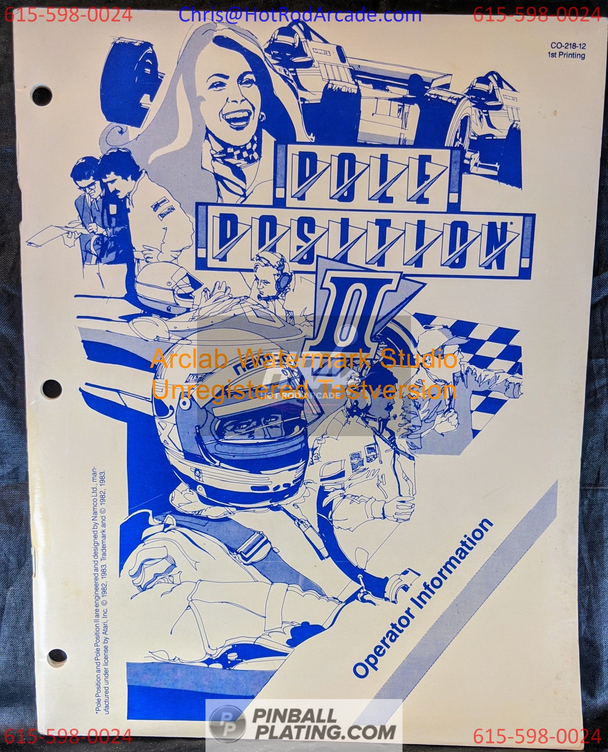 Pole Position II - Atari - Arcade Manual - Schematics - Instructions - Used Copy