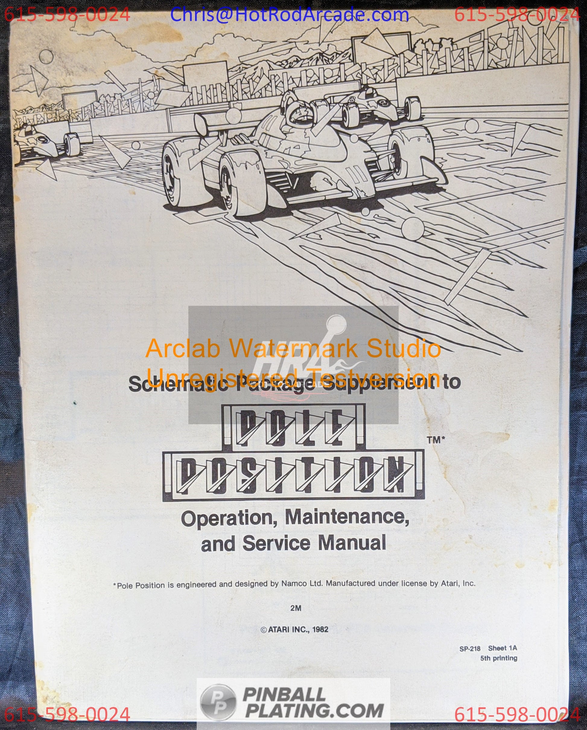 Pole Position - Atari - Arcade Manual - Schematics - Instructions - Used Copy