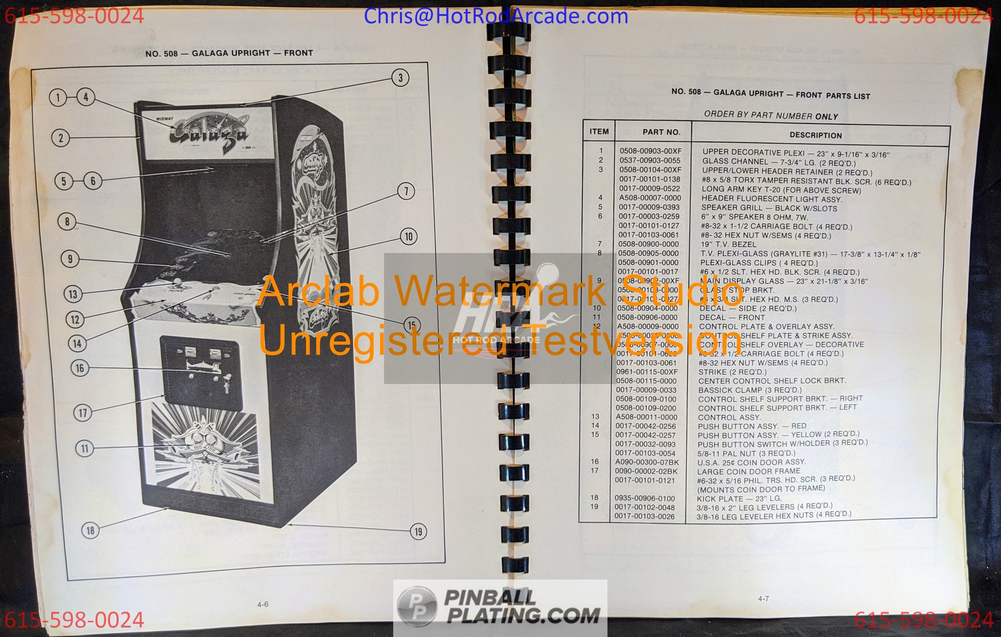 Galaga - Midway - Arcade Manual - Schematics - Instructions - Used Copy