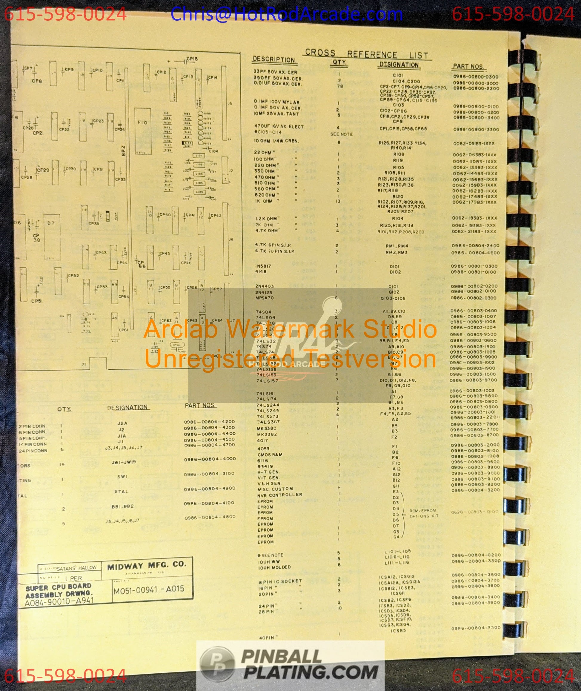 Satan's Hollow - Bally - Arcade Manual - Schematics - Instructions - Used Copy