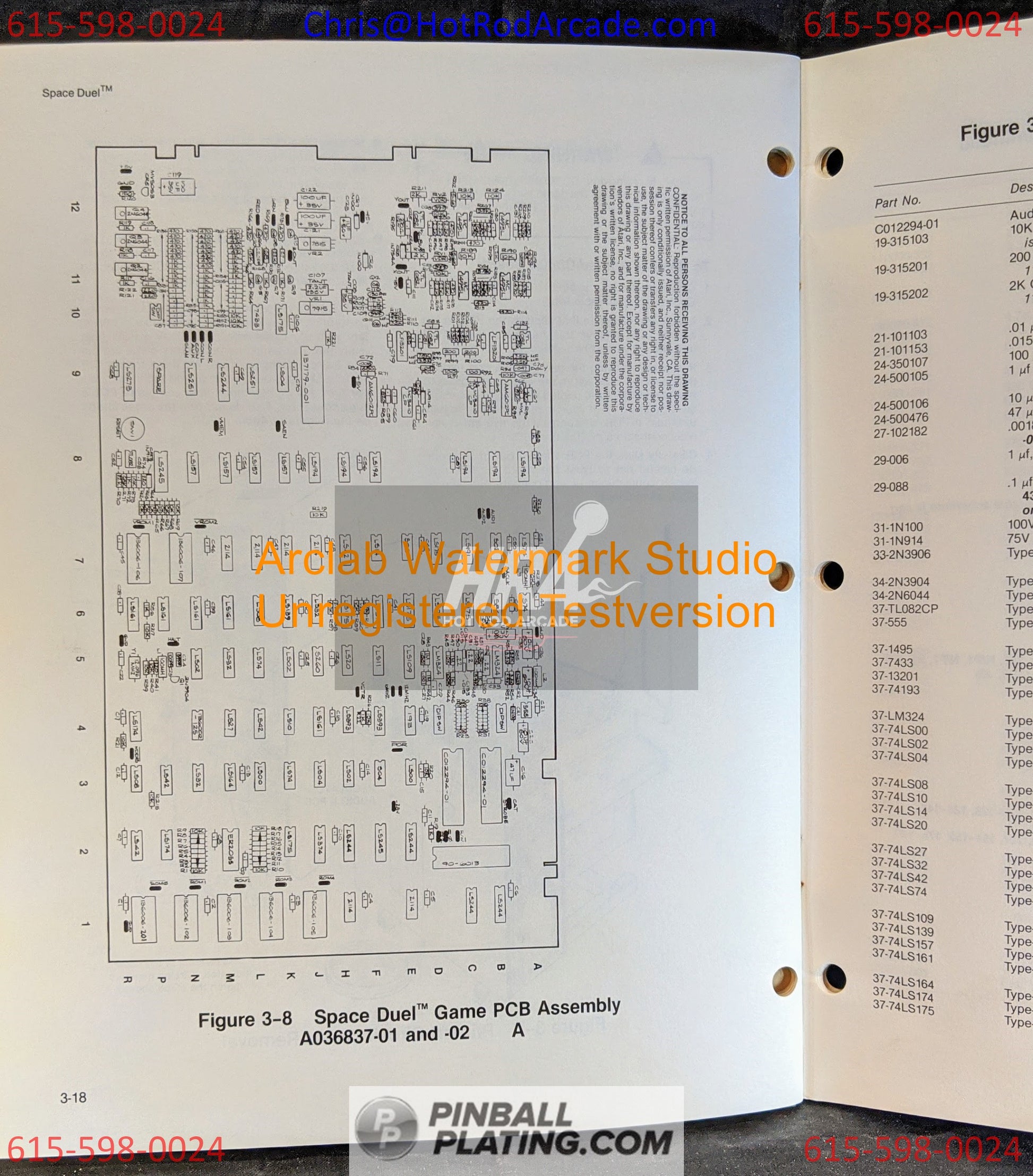 Space Duel - Atari  - Arcade Manual - Schematics - Instructions -Used Copy