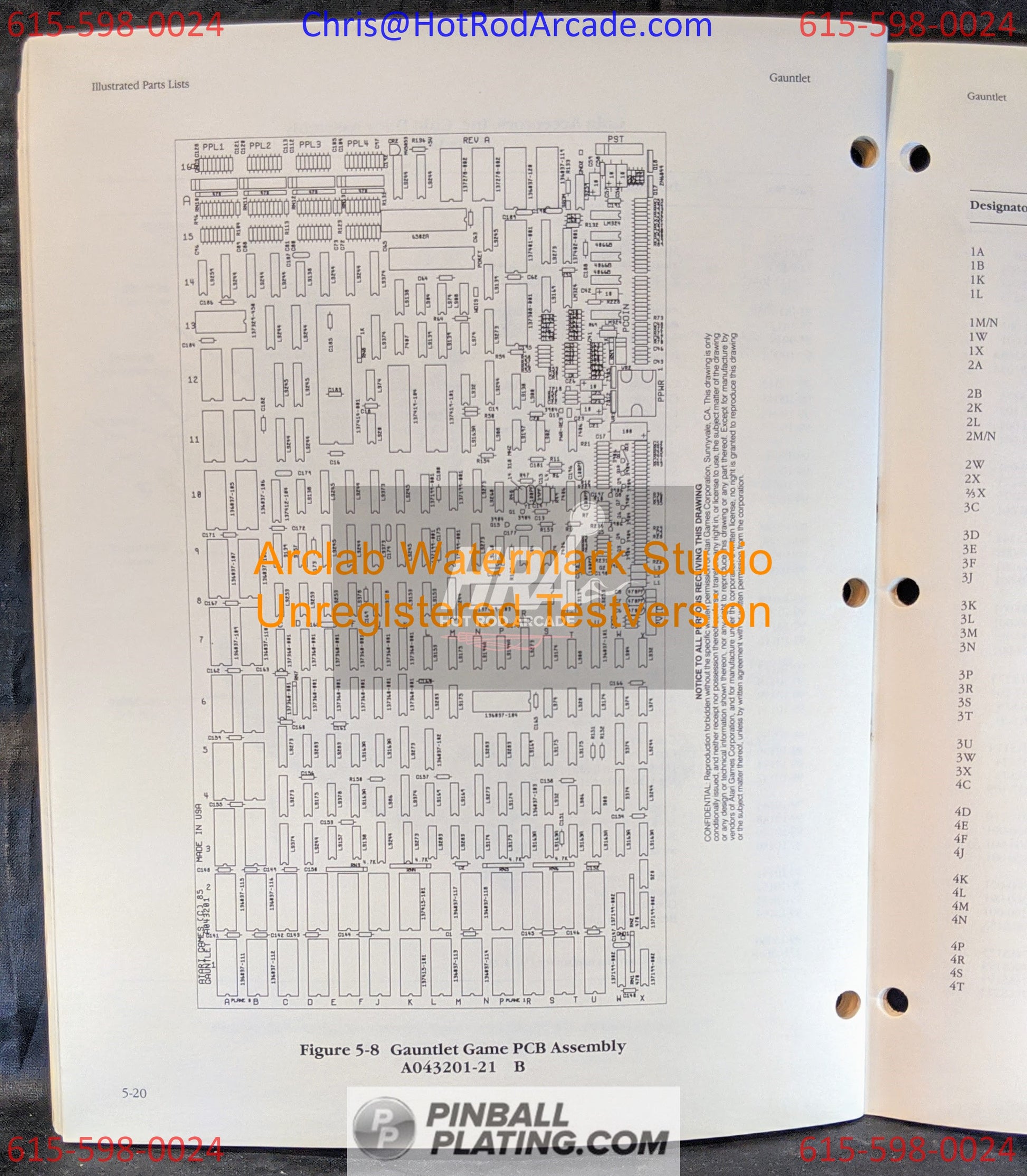 Gauntlet - Atari - Arcade Manual - Schematics - Instructions - Used Copy
