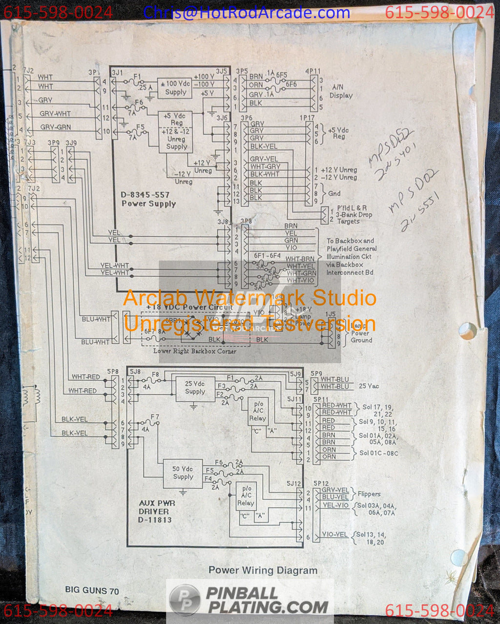 Big Guns - Williams - Pinball Manual - Schematics - Instructions - USED COPY