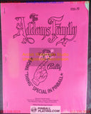 The Addams Family - Bally - Pinball Operators Manual - Instructions - Used Copy