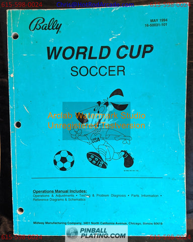 World Cup Soccer - Bally - Pinball Operations Manual - Instructions - Used Copy