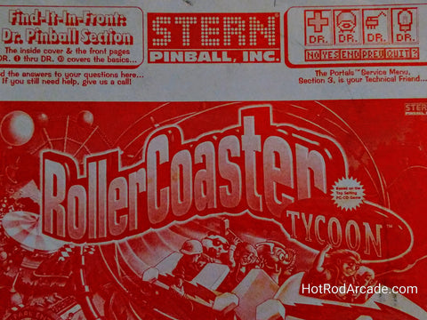 RollerCoaster Tycoon- Stern - Pinball Manual  - Schematics - Instructions - Used Copy