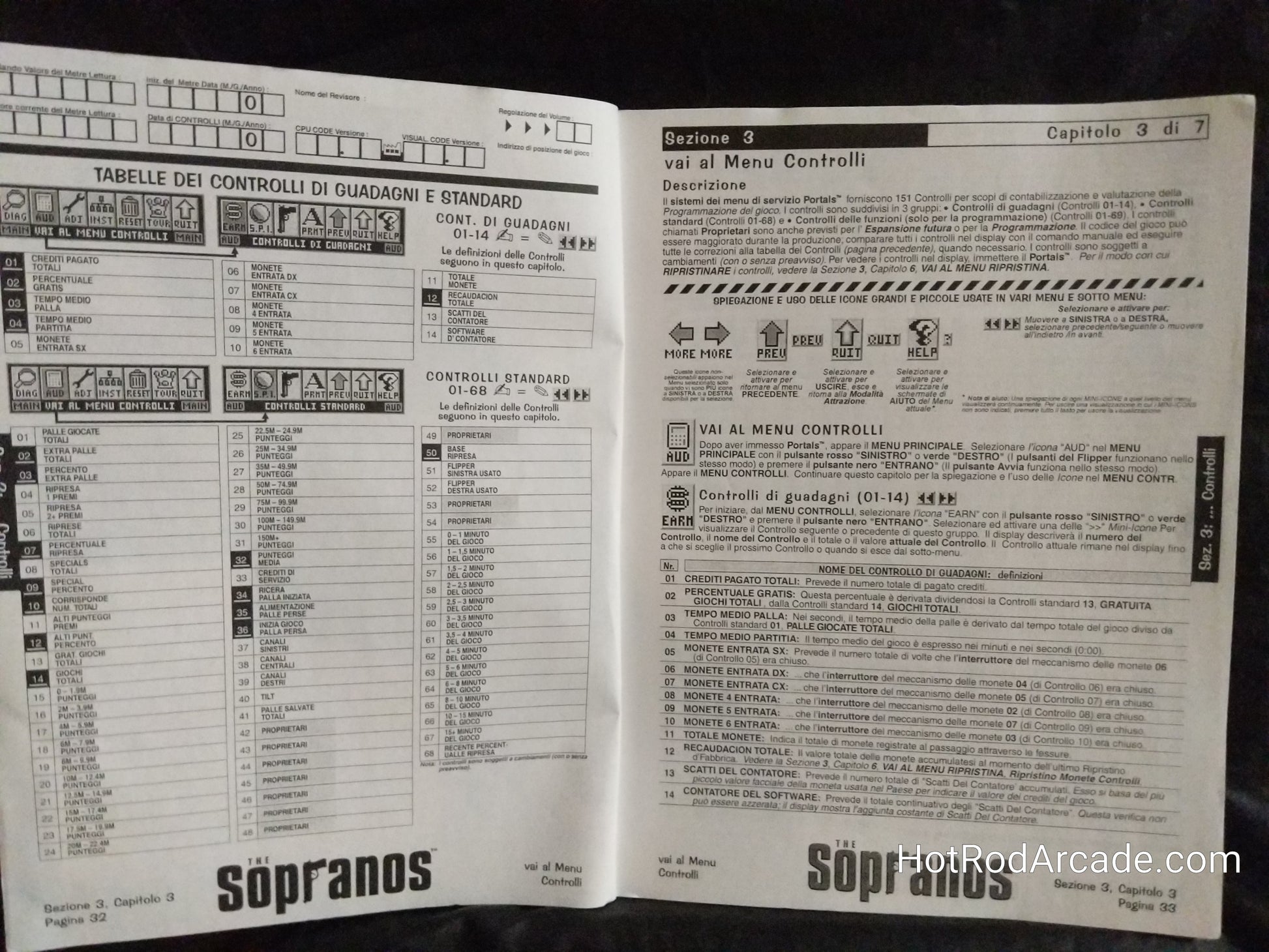 The Sopranos (in Italian)- Stern - Pinball Manual  - Schematics - Instructions - Used Copy